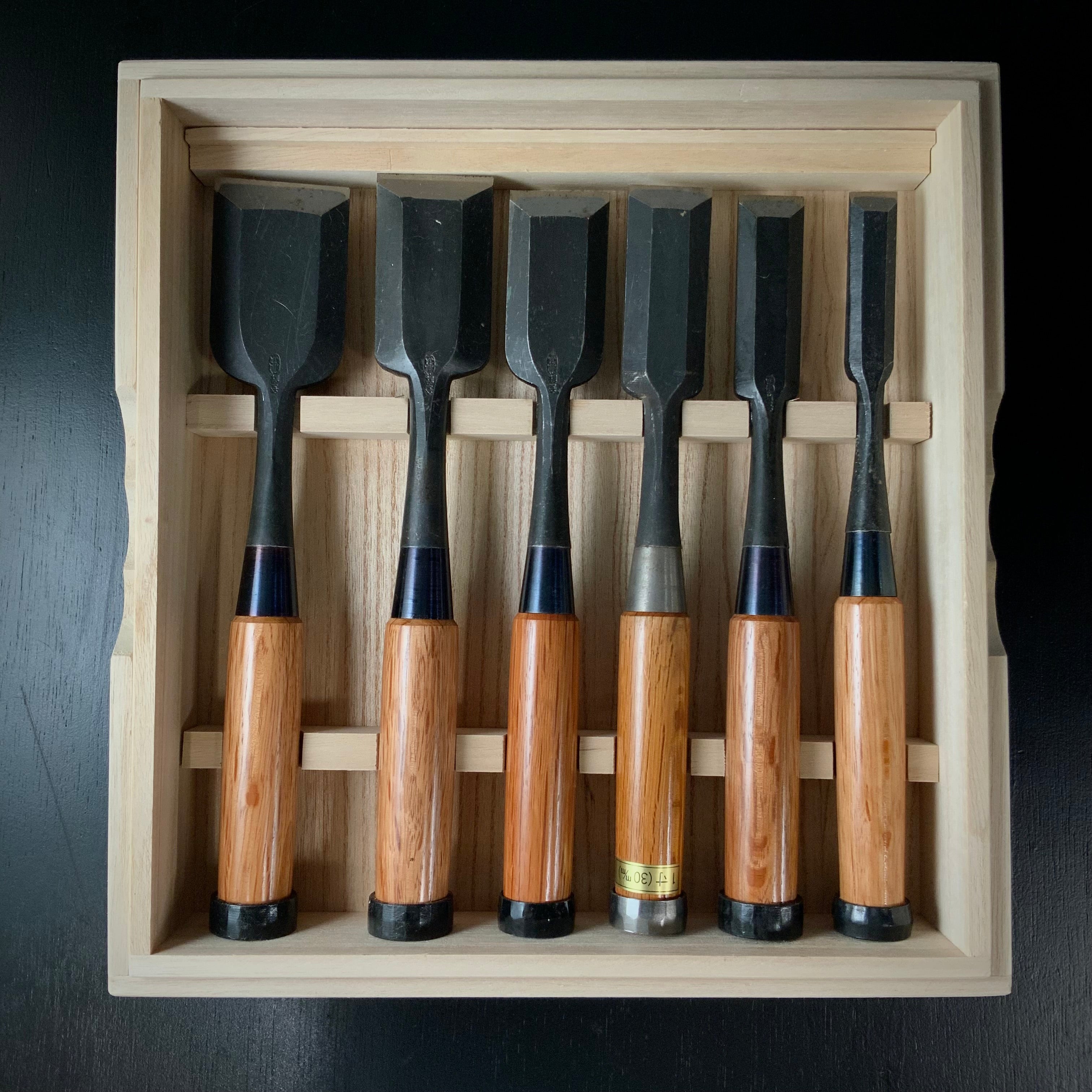 #M170 Mixed Timber chisels set by unknown バラ鑿合わせ 叩き組鑿 6本組 作者不明