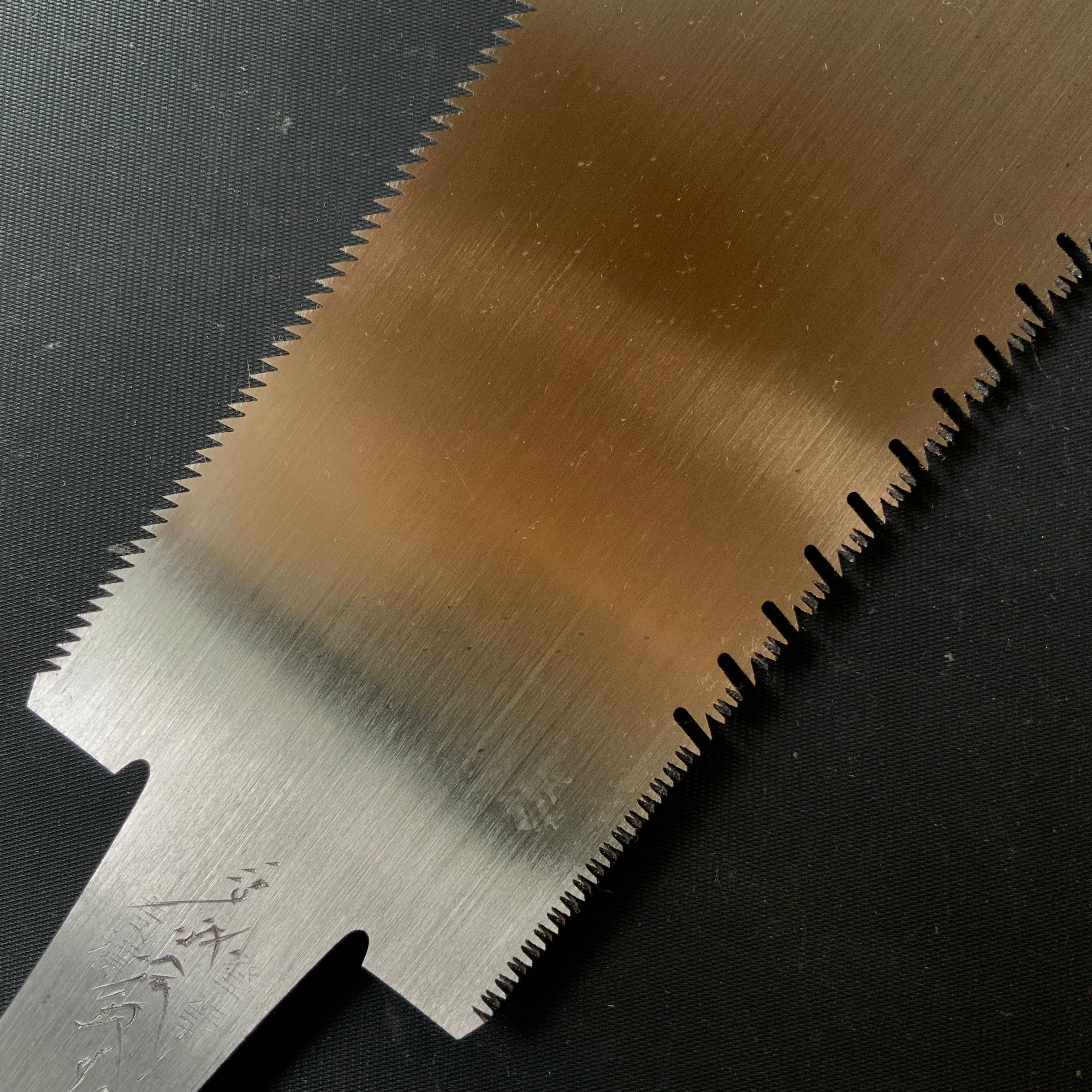 #R34 Ready to use! Old stock Double Edge Saw with Eddy Type Handles set by Kurashige 直ぐ使い 倉重栄助 目立 渦巻き柄 両刃鋸 210mm