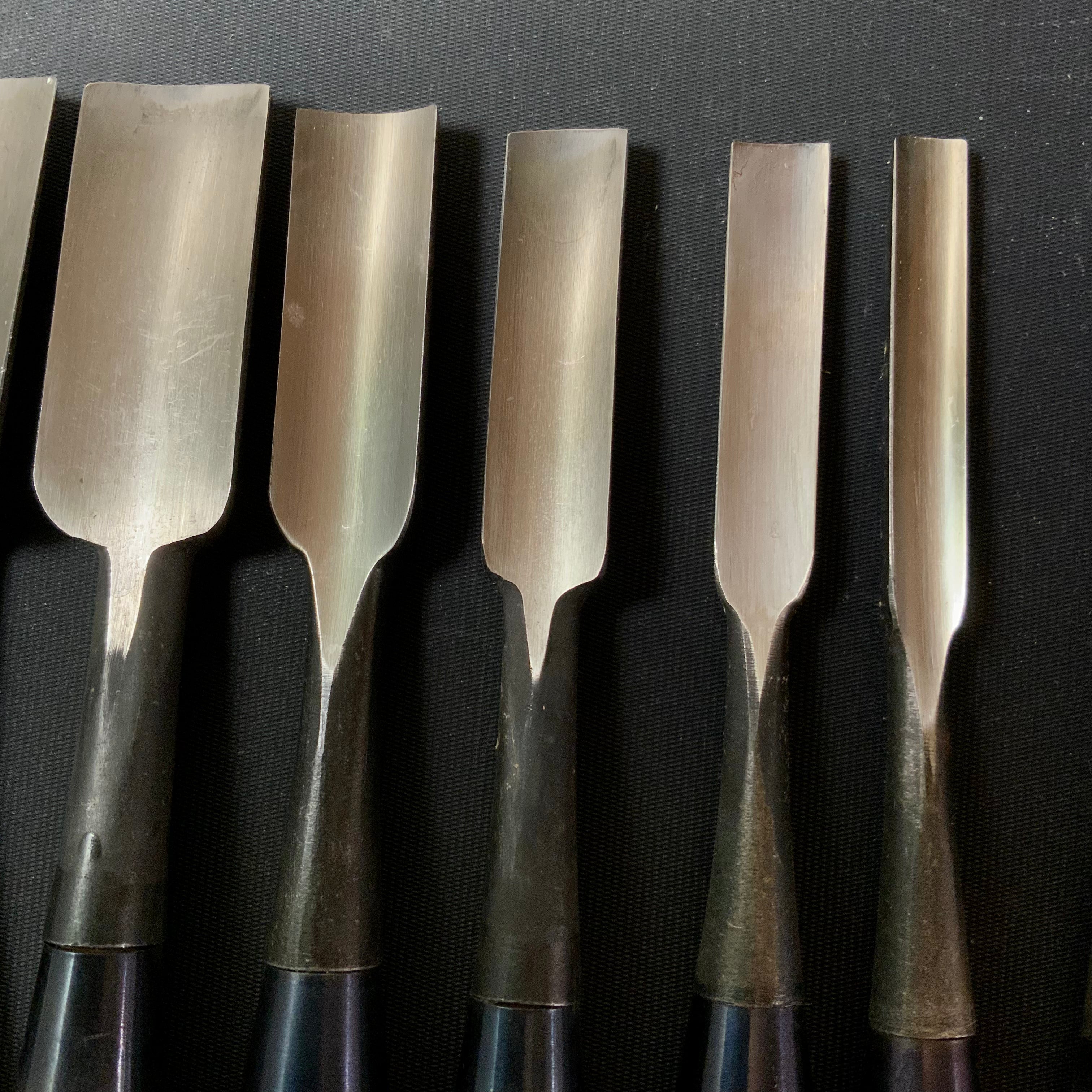 Old stock #1 Uchimaru-Nomi Gouge Chisels set 掘出し物 内丸鑿 10本組鑿