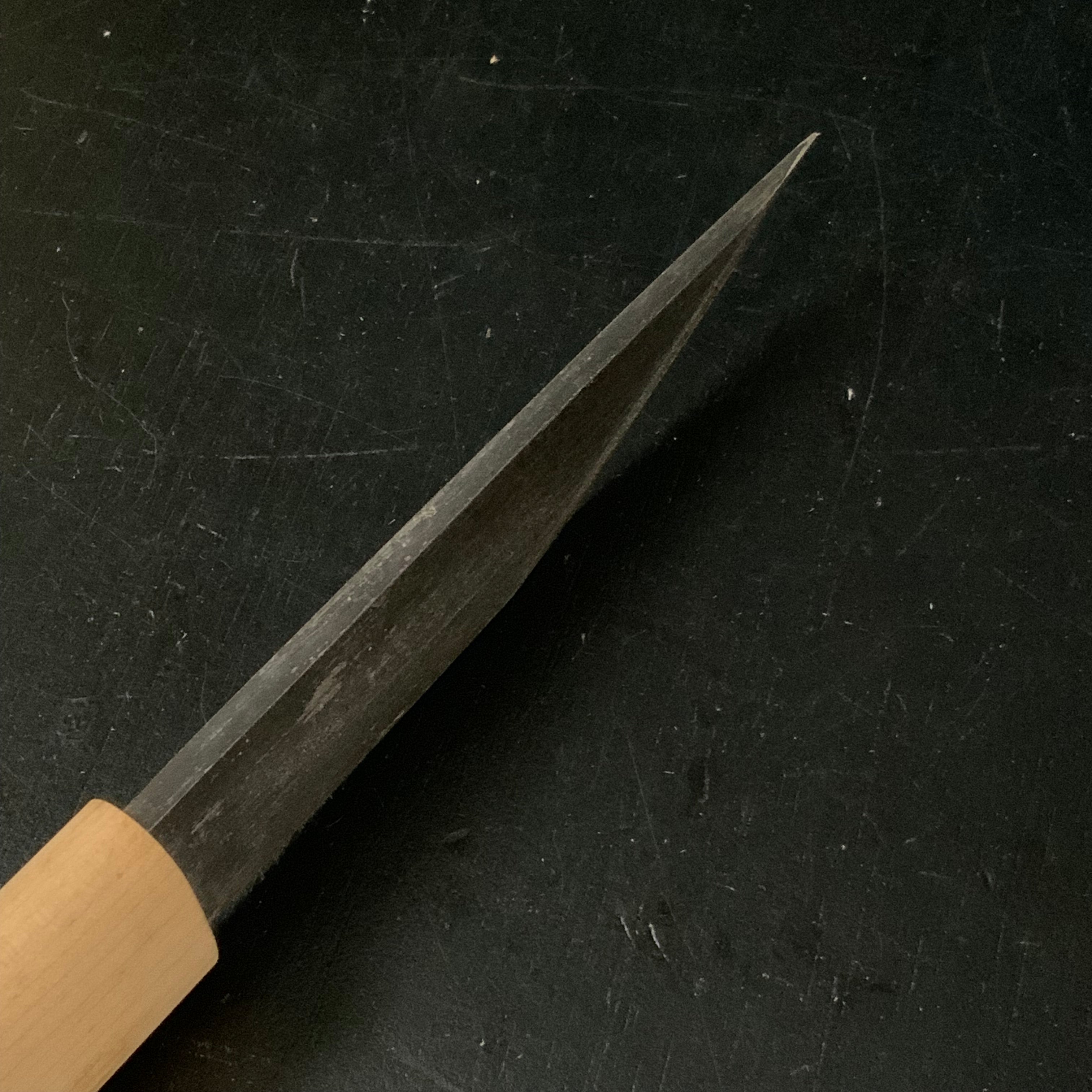 Old stock Baishinshi Kunimitsu Kuri Kokatana kiridashi type #3 掘出し物 梅心子圀光 繰り小刀 切出型 鞘付 24mm
