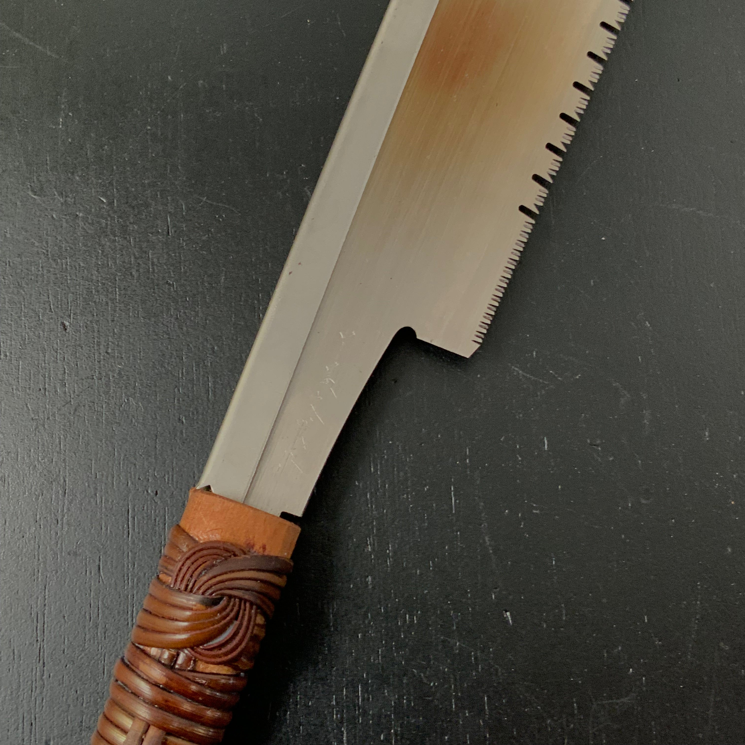 #192 Nagakatsu Dozuki Saw Cross cut with Eddy Type Handles set by Kurashige 渦巻き柄 胴突き鋸 240mm