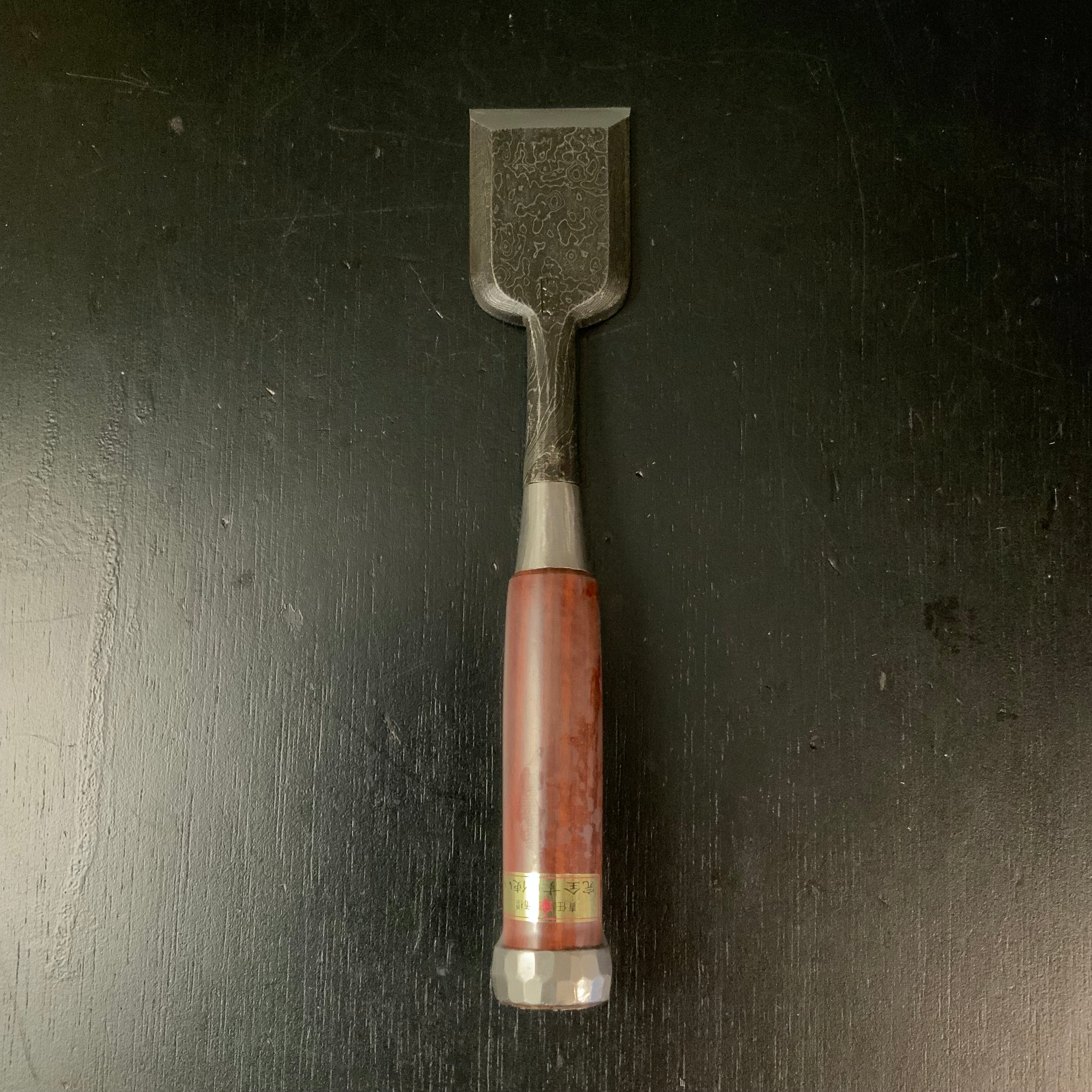 Tasai Mokume Special Bench chisels with blue steel 田斎作 木目 追入鑿 紫檀柄 42mm