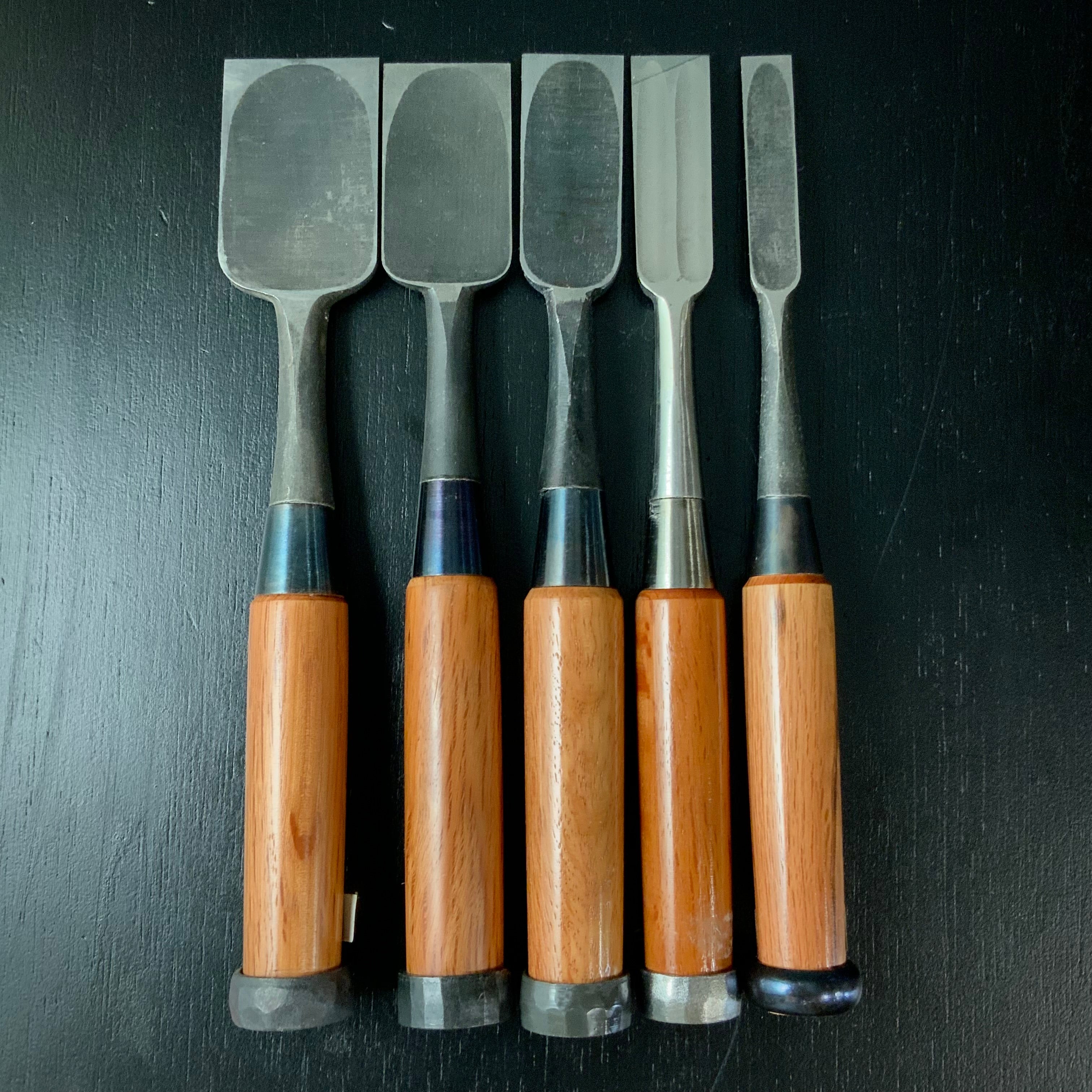 #M168 Mixed Bench chisels set by unknown バラ鑿合わせ 追入組鑿 5本組 作者不明