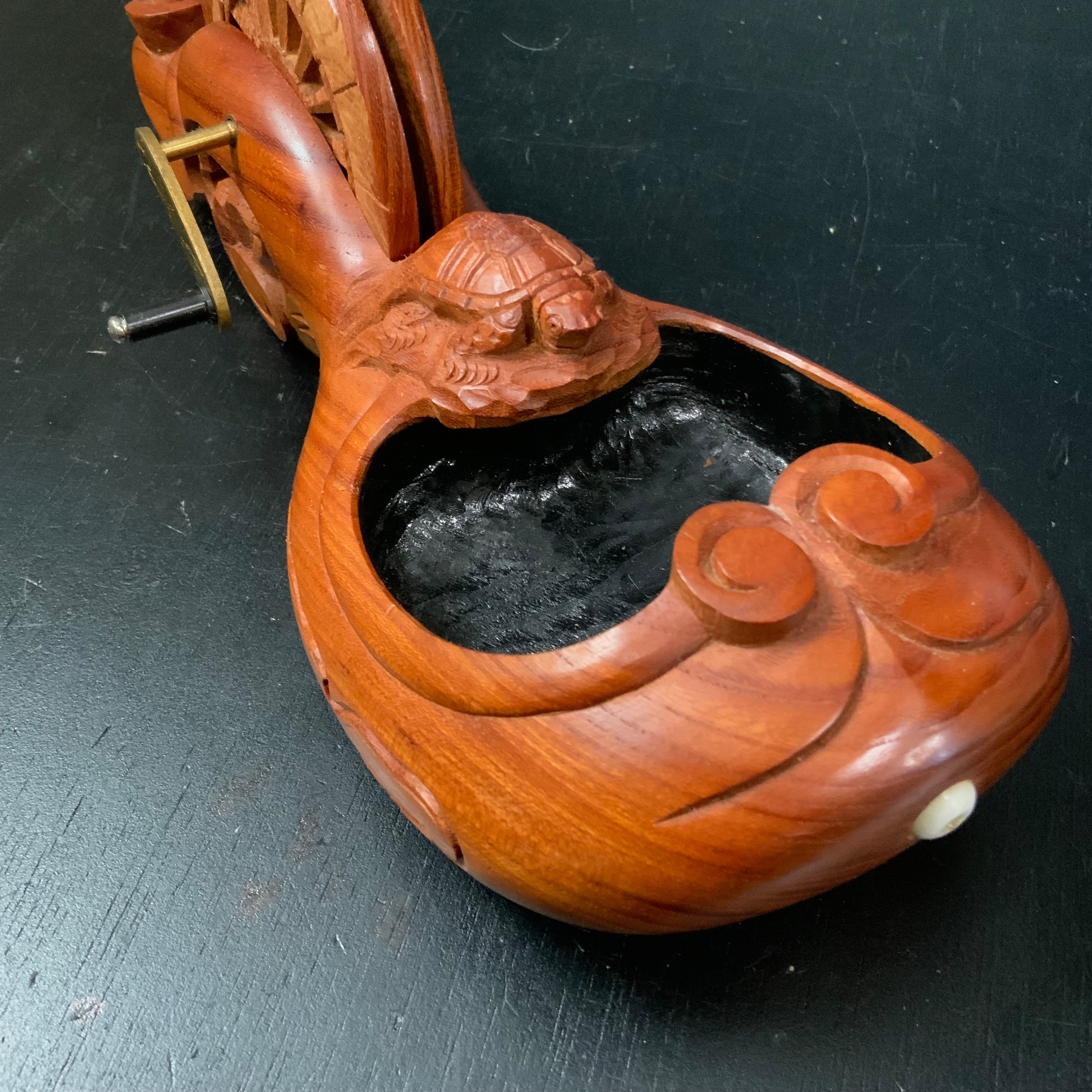 #ST53 Japanese Carpenter Ink Pot Traditional Measuring Tools Sumitsubo by Tsuboaki 坪昭作 墨壺 欅 255mm