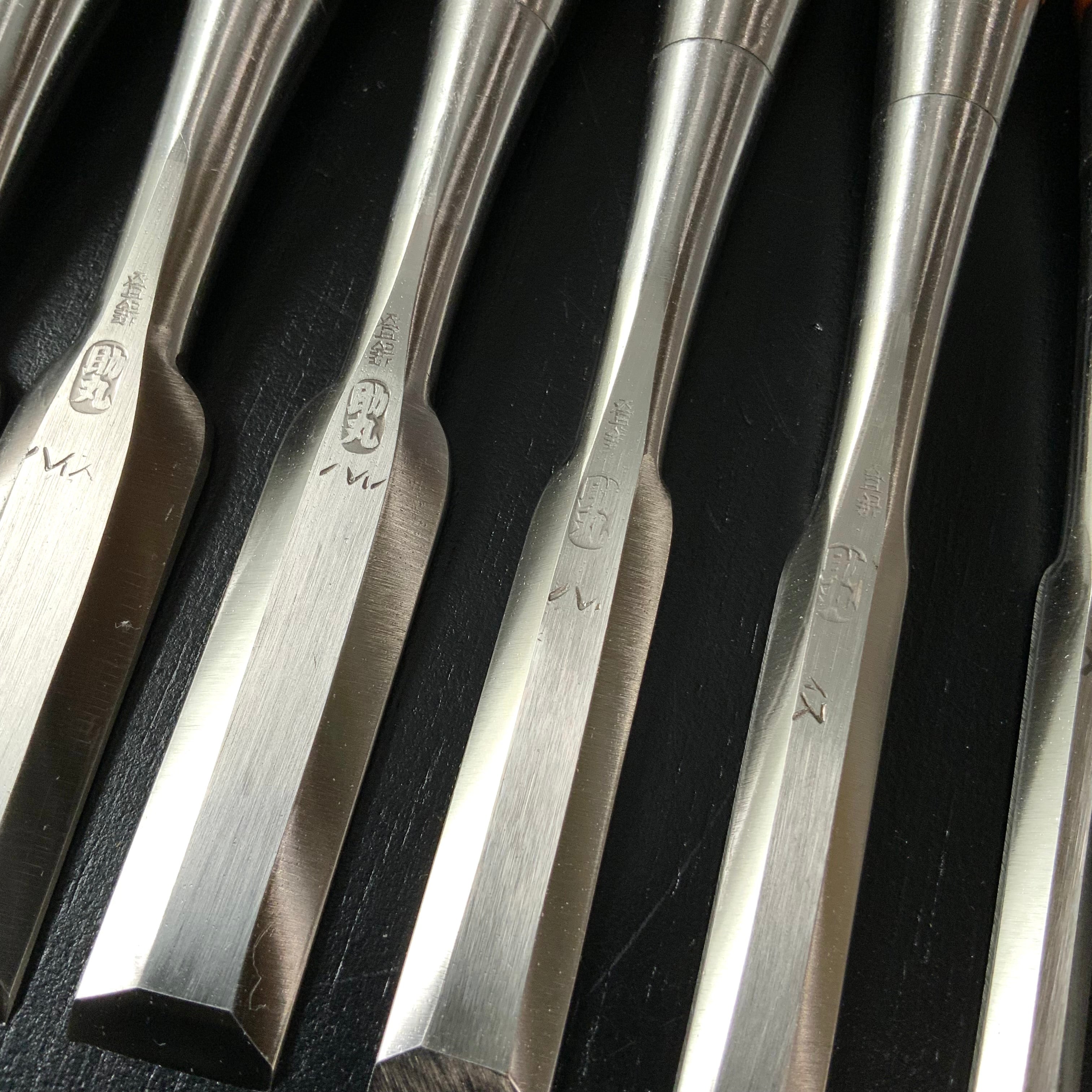 Sukemaru 4th High-Speed Steel Bench chisels set by Usui Yoshio 四代助丸 碓氷淑郎 ハイス鋼追入組鑿 三つ裏 15本組 Oirenomi