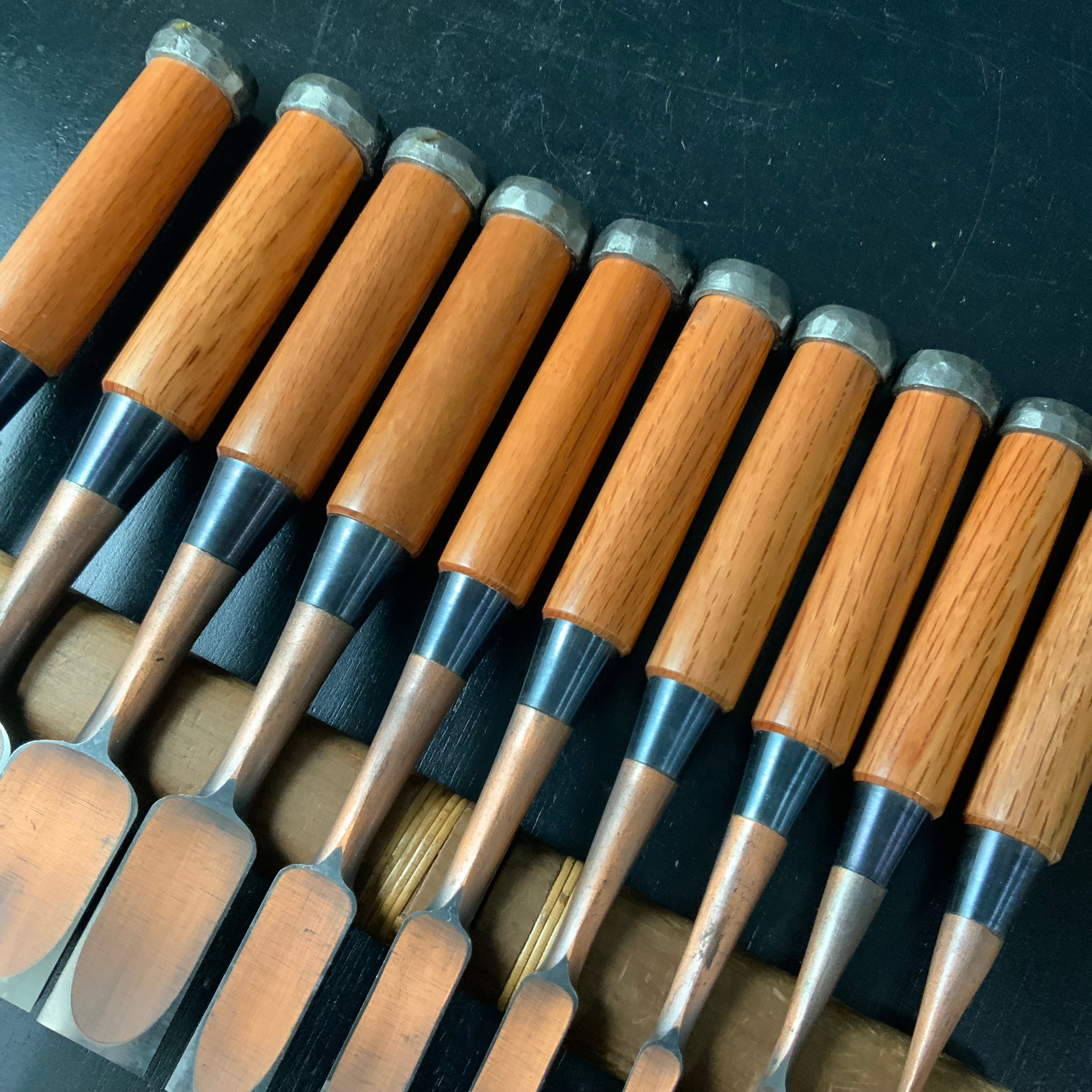 #M184 Masanori Mixed set Bench chisels set for beginner by unknown smith 正則 バラ鑿合わせ 初心者におすすめ 追入組鑿作者不明