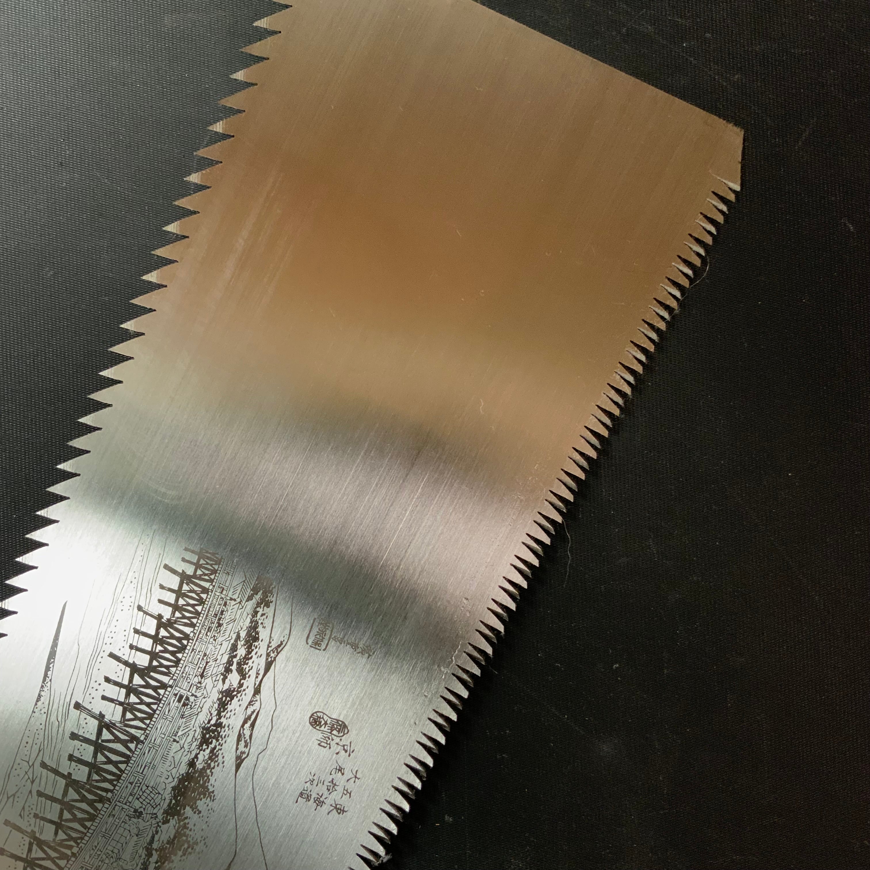 #R48 Ready to use! Old stock Double Edge Saw with Eddy Type Handles set by Kurashige 直ぐ使い 倉重栄助 目立 渦巻き柄 両刃鋸 280mm