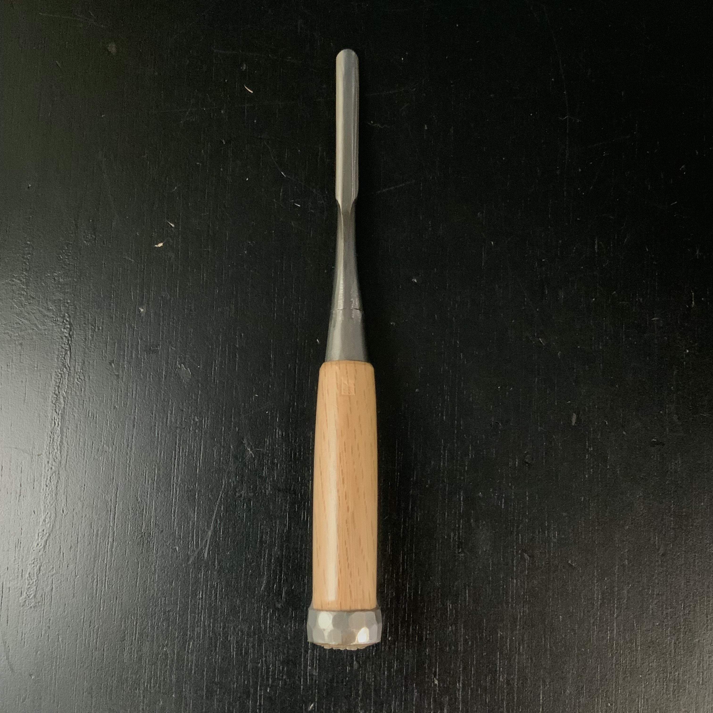 Tasai Special carving chisel with Japanese white oak 田斎作 外丸鑿 白樫柄 15mm Sotomaru
