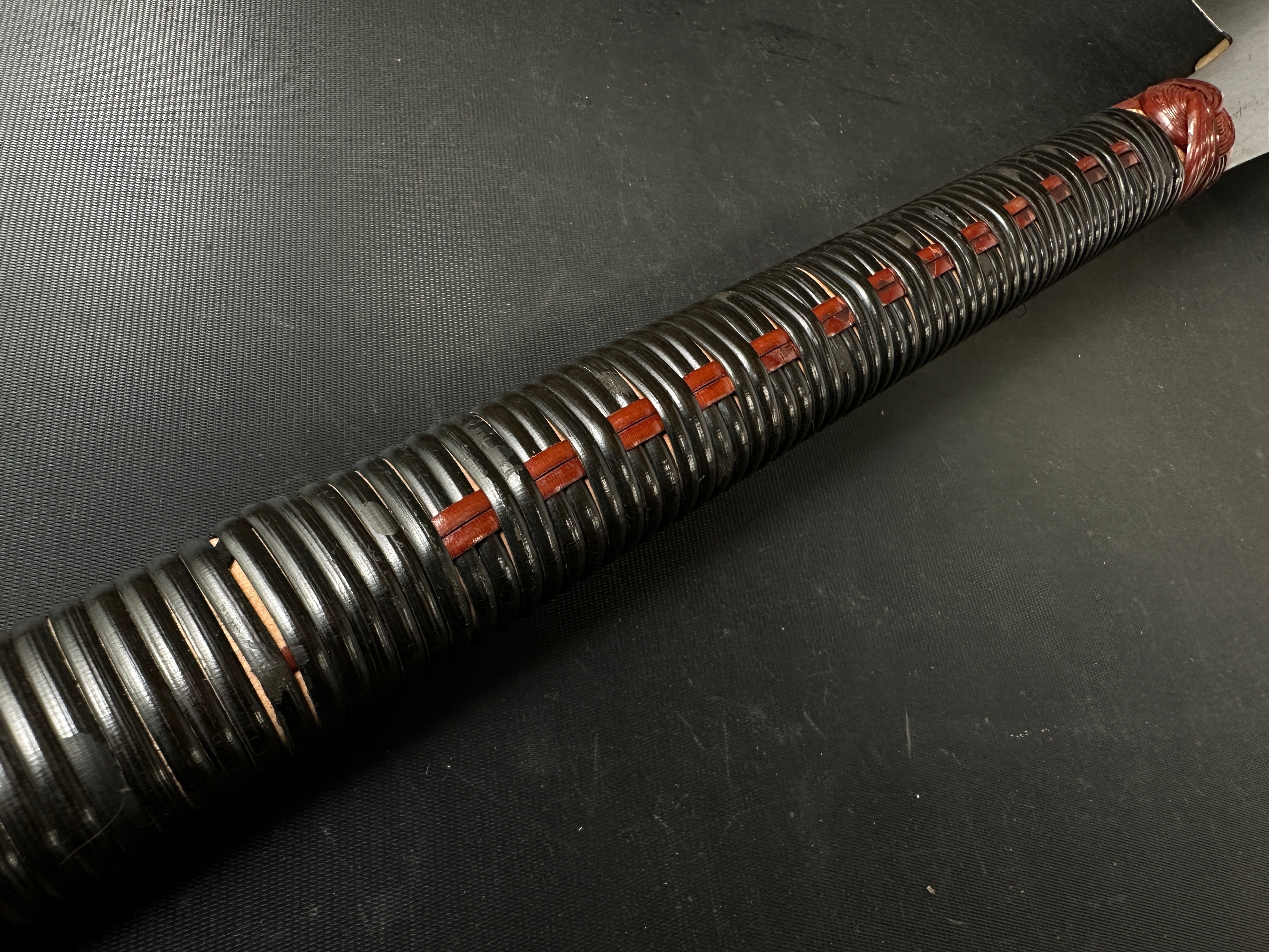 #R15 Ready to use! Old stock Double Edge (Ryoba) Saw with Eddy Type Handles set by Kurashige 直ぐ使い 倉重栄助 目立 渦巻き柄 両刃鋸 270mm