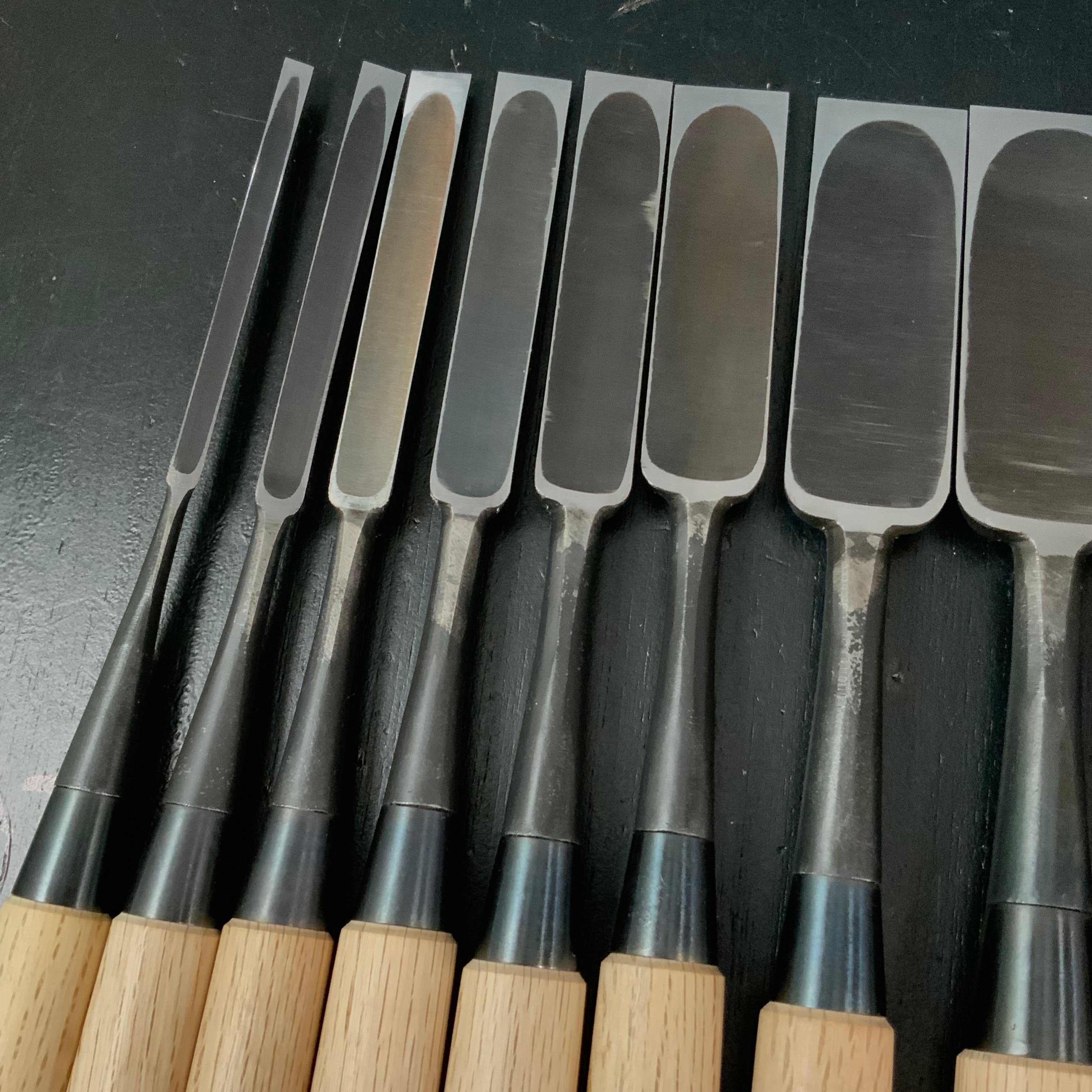 Fujihiro Komaru Type Paring chisels set by Chuutarou Imai 今井忠太郎作 二治弘 甲丸 薄組鑿 Usunomi #4
