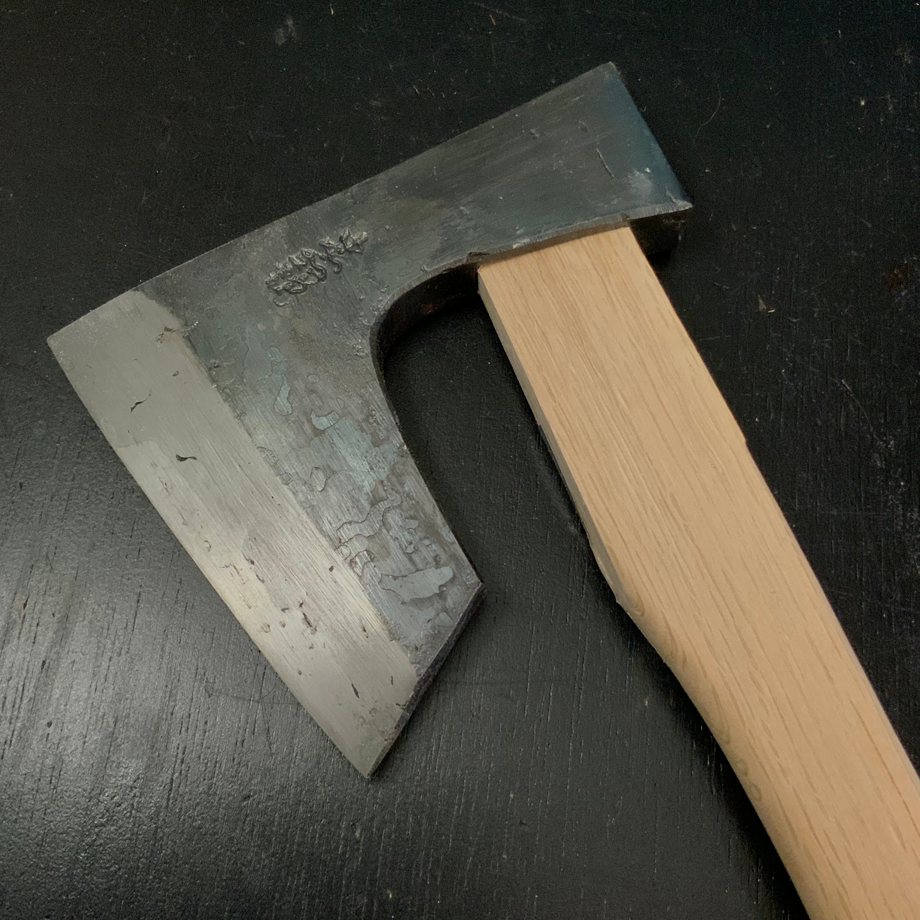 Japanese Carpenter's Axe by Tadachika with Blue steel Masakari 115mm 土佐刃物 忠親作 青紙鋼 東型大工鉞 鞘付 115mm