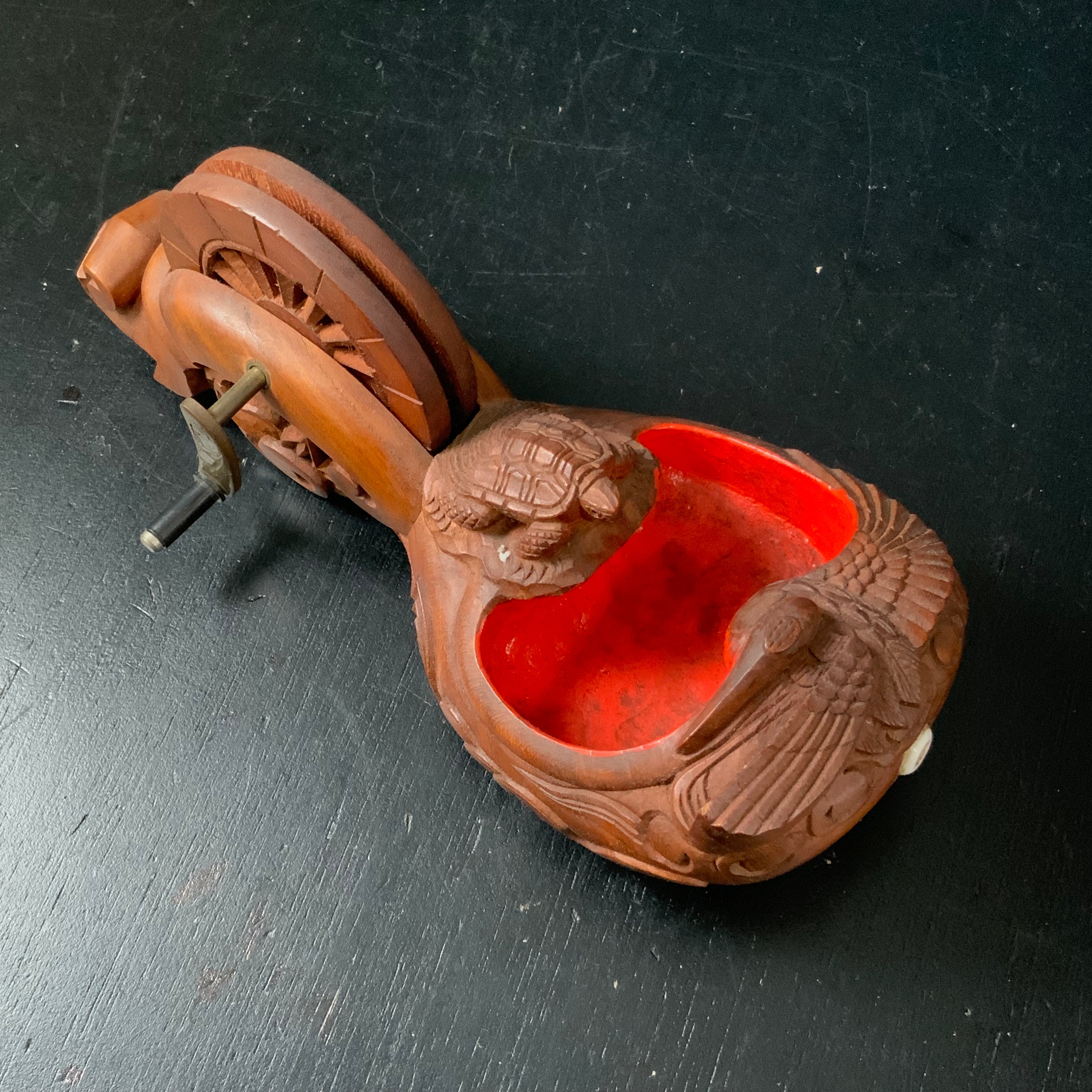 #ST55 Japanese Carpenter Ink Pot Traditional Measuring Tools Sumitsubo by Tsuboaki 坪昭作 墨壺 欅 200mm