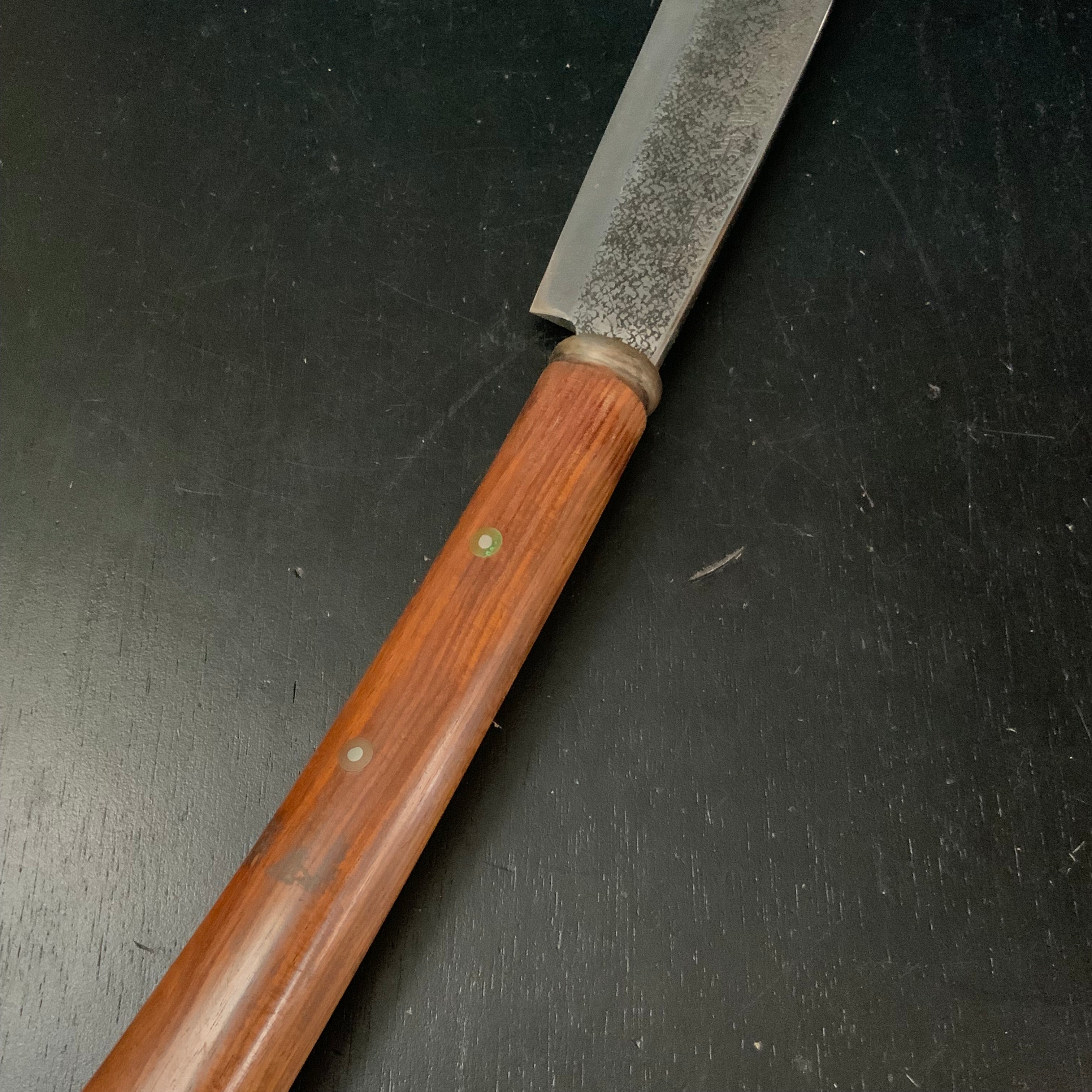 Suishinshi Ken Nata hatchet by Fujiwara Yoshiaki 武蔵國水心子 藤原良明作 両刃 剣型 鉈 青紙鋼 鞘付 275mm