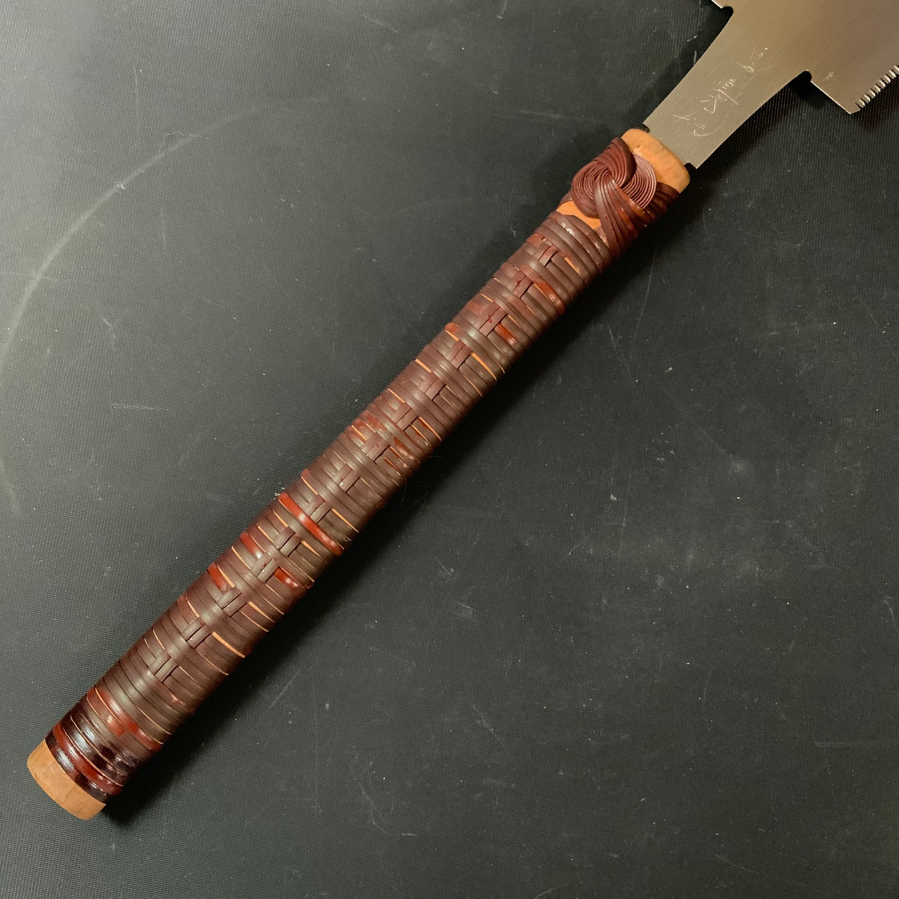 #R39 Ready to use! Old stock Double Edge Saw with Eddy Type Handles set by Kurashige 直ぐ使い 倉重栄助 目立 渦巻き柄 両刃鋸 210mm