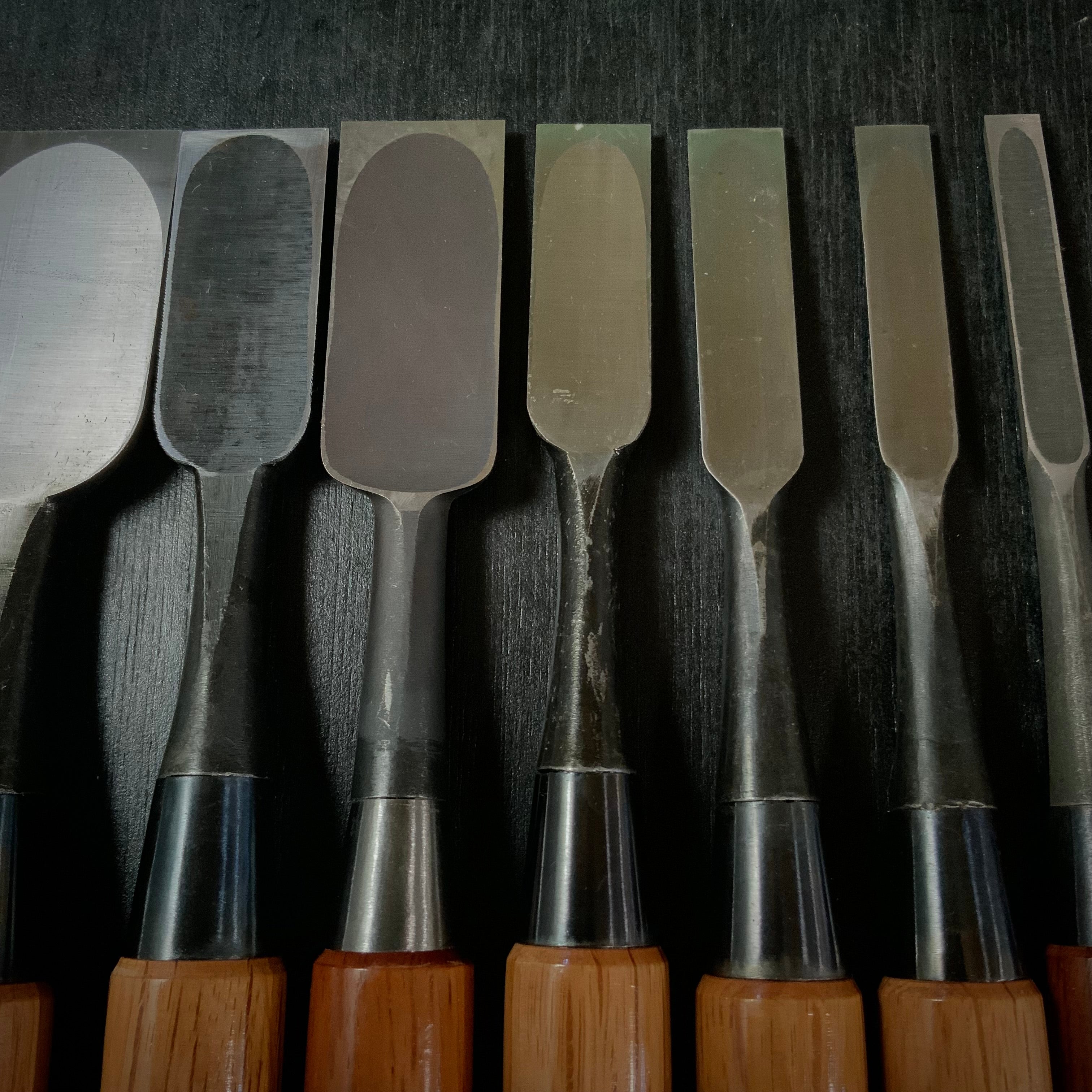 #M161 Mixed set for beginner Bench chisels set by unknown smith バラ鑿合わせ 初心者におすすめ 追入組鑿作者不明