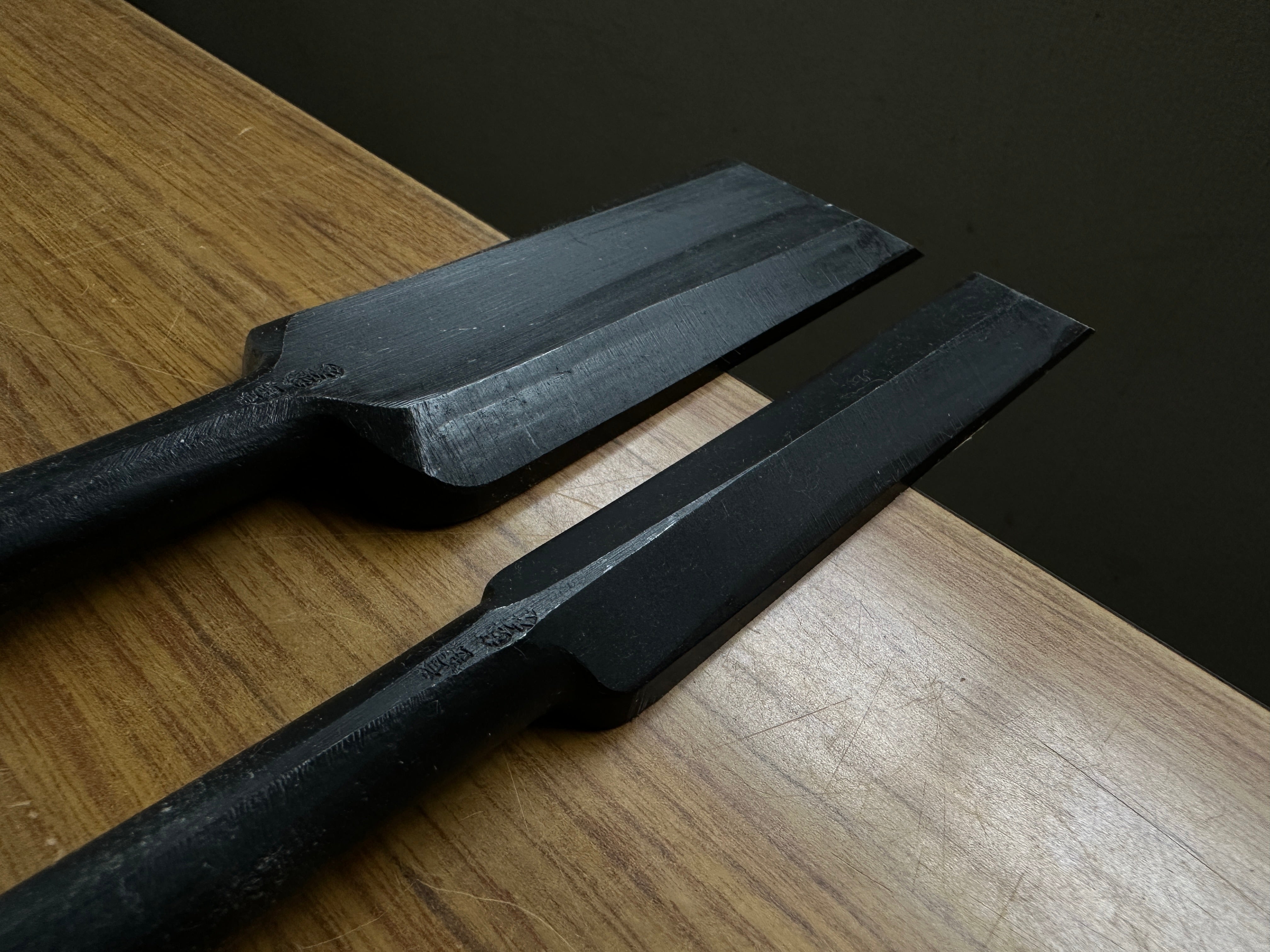 Old stock #2 Koshihide Slick Chisels set with white steel 掘出し物 越秀 本突き組鑿 48,24mm Ootsuki-nomi, Hontsuki-Nomi