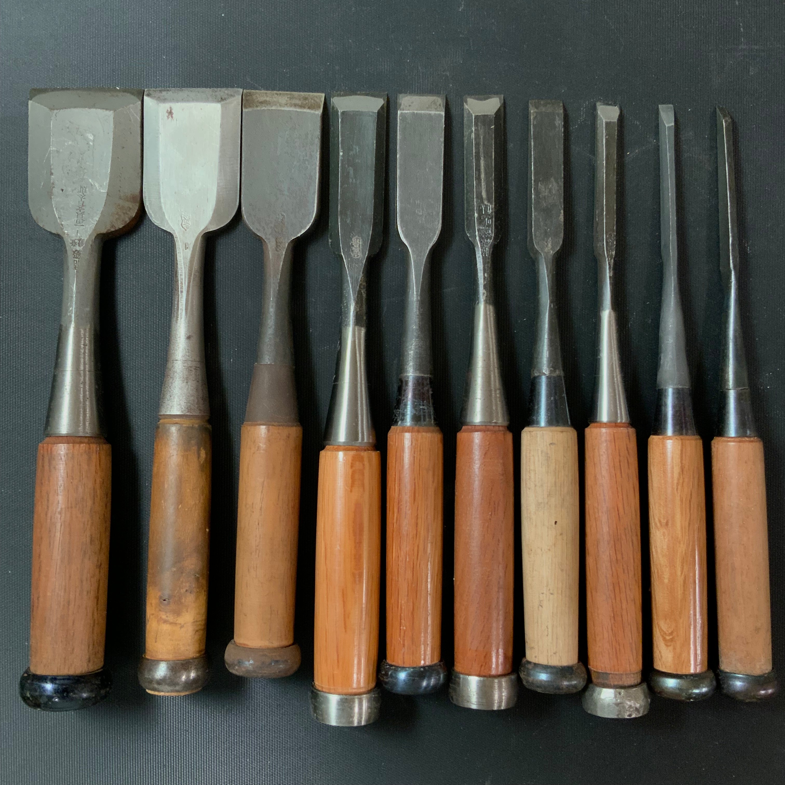#M156 Mixed set for beginner Bench chisels set by unknown smith バラ鑿合わせ 初心者におすすめ 追入組鑿作者不明
