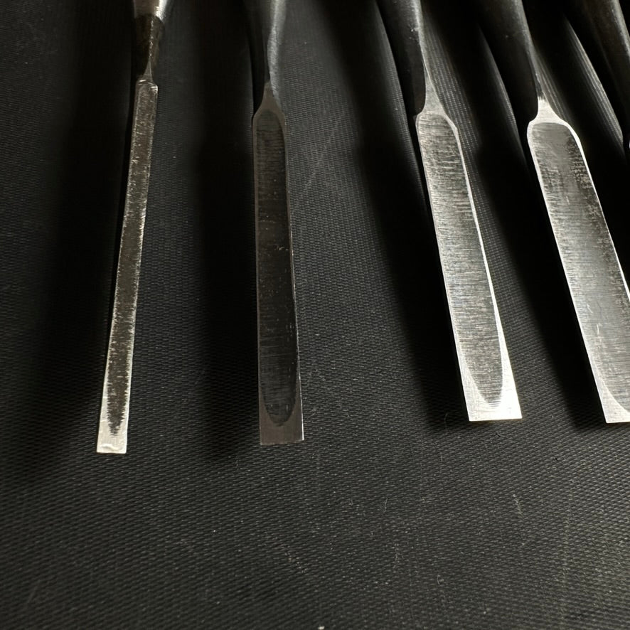 #M141 Mixed set for beginner Bench chisels set by unknown smith バラ鑿合わせ 初心者におすすめ 追入組鑿作者不明
