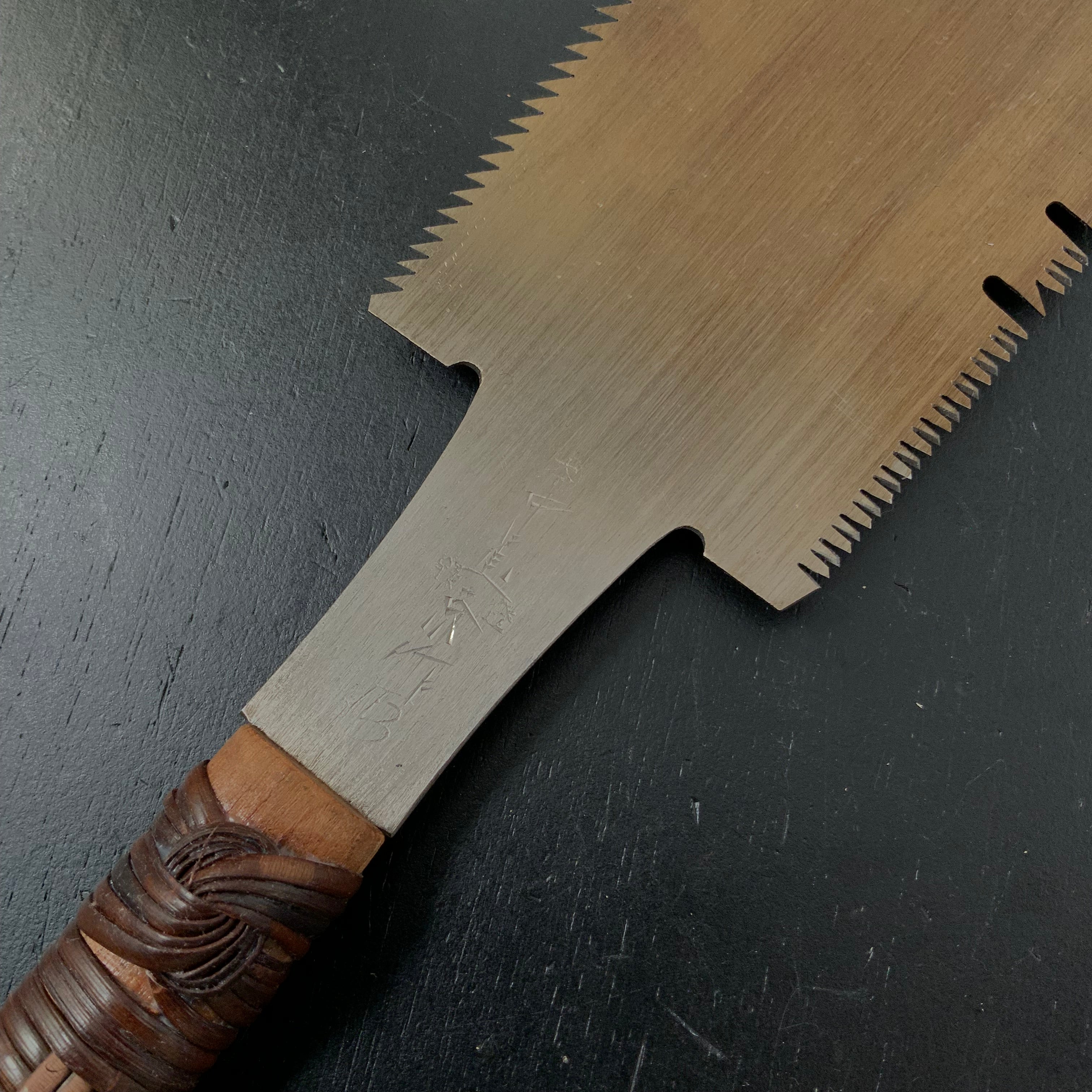 #191 Nagakatsu Double Edge Saw Eddy Type Handles set by Kurashige for hardwood 長勝鋸 渦巻き柄 両刃鋸 広葉材用 270mm