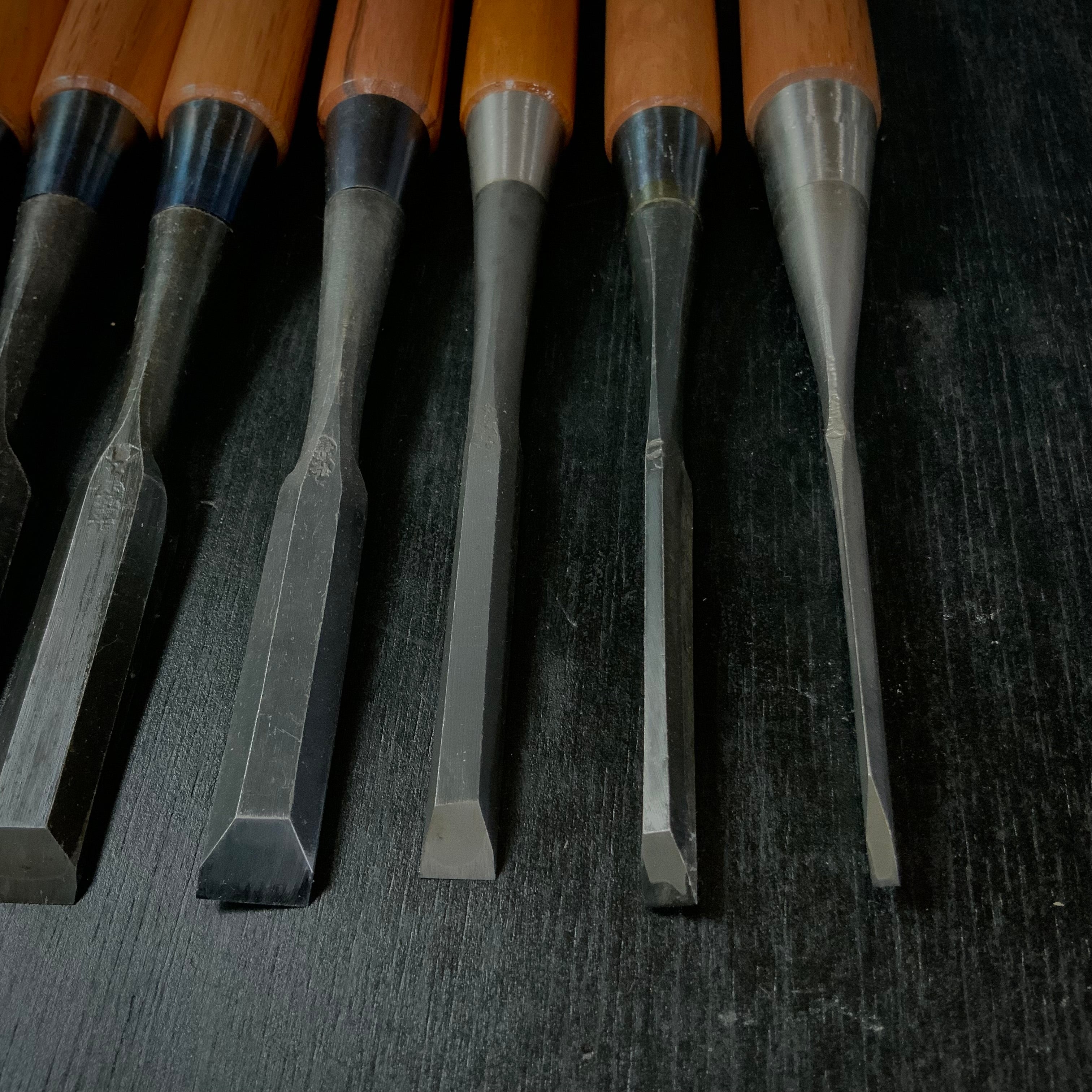 #M162 Mixed set for beginner Bench chisels set by unknown smith バラ鑿合わせ 初心者におすすめ 追入組鑿作者不明