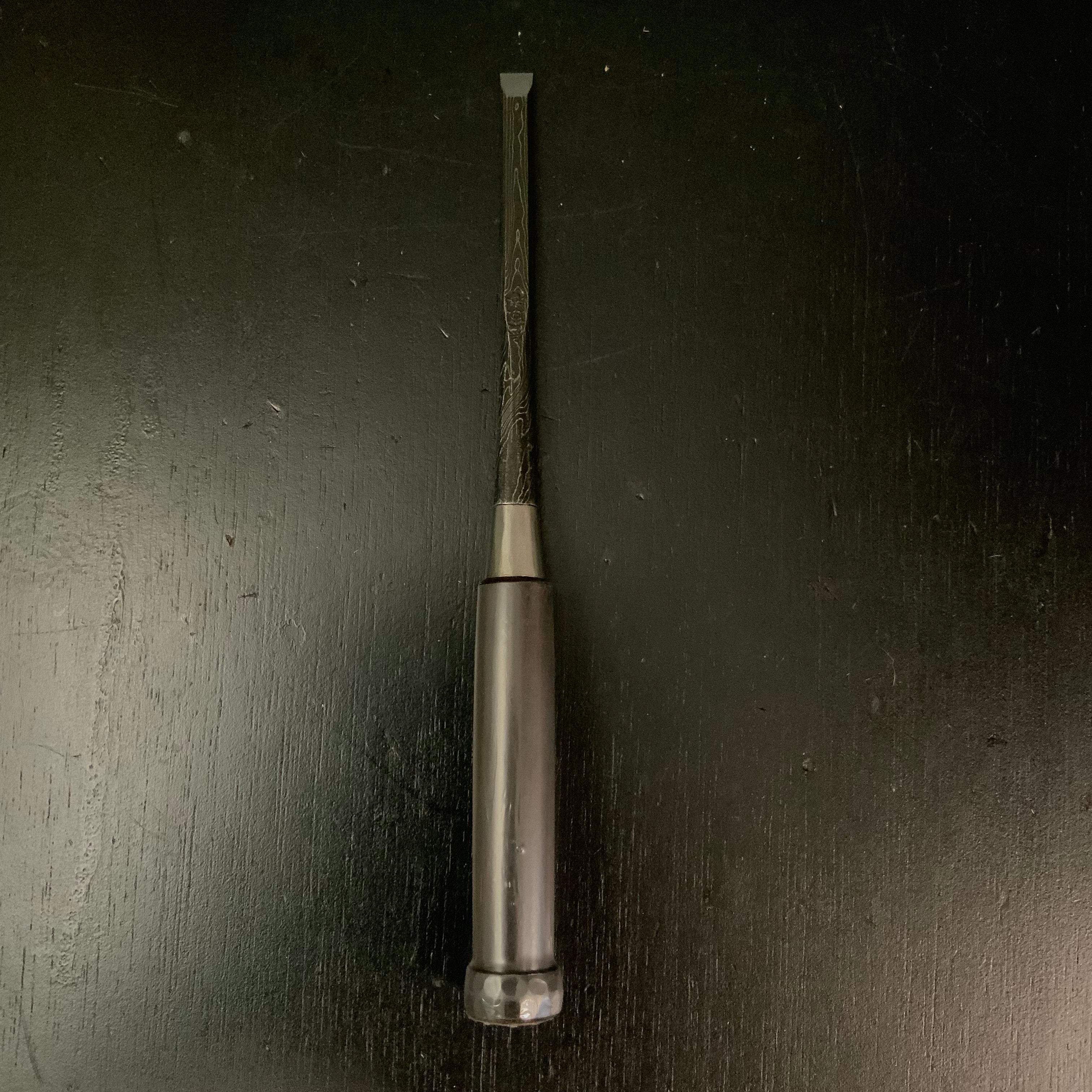 Tasai Mokume Special Bench chisels (double ura) with blue steel 田斎作 木目 追入鑿 二つ裏 黒檀柄 12mm