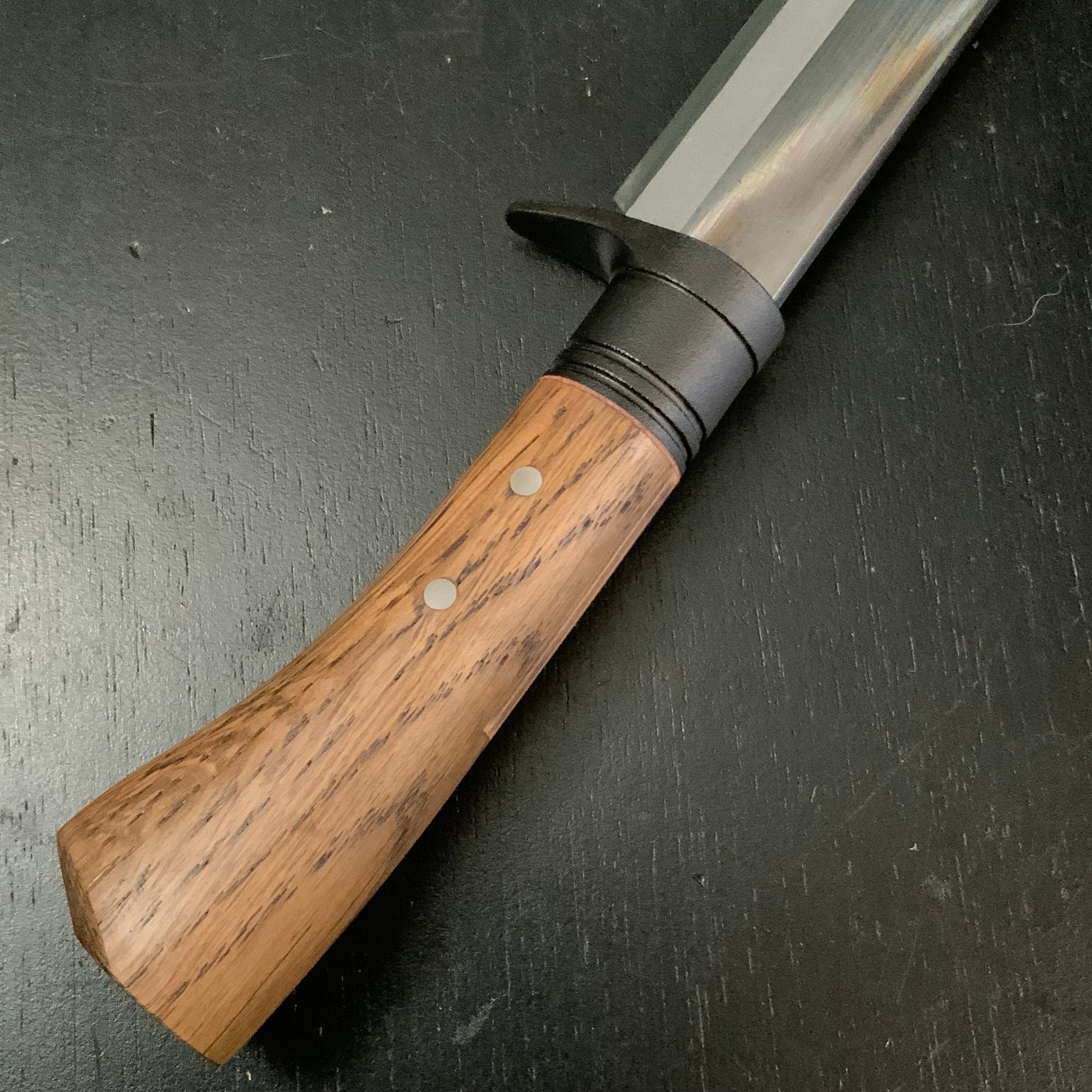 Masayuki Double edged Nata with Blue steel Polishing Finish #3 晶之作 剣鉈 両刃 磨き仕上げ 黒槌目 木鞘入