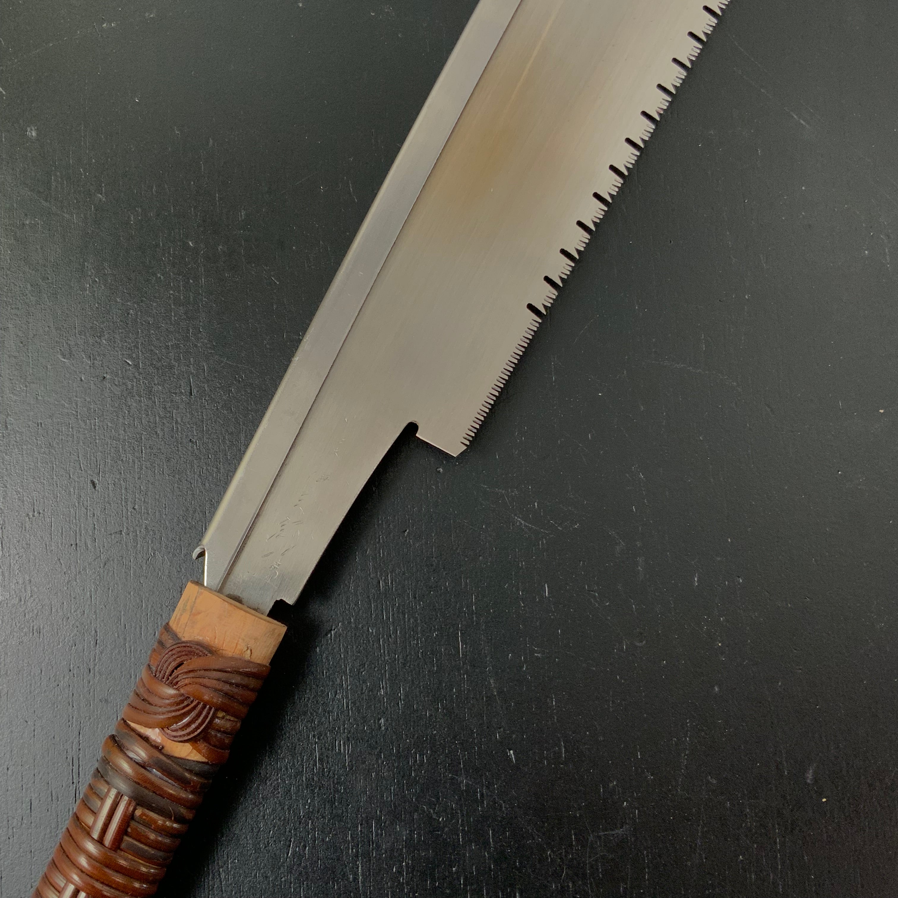 #191 Nagakatsu Dozuki Saw Cross cut with Eddy Type Handles set by Kurashige 渦巻き柄 胴突き鋸 240mm