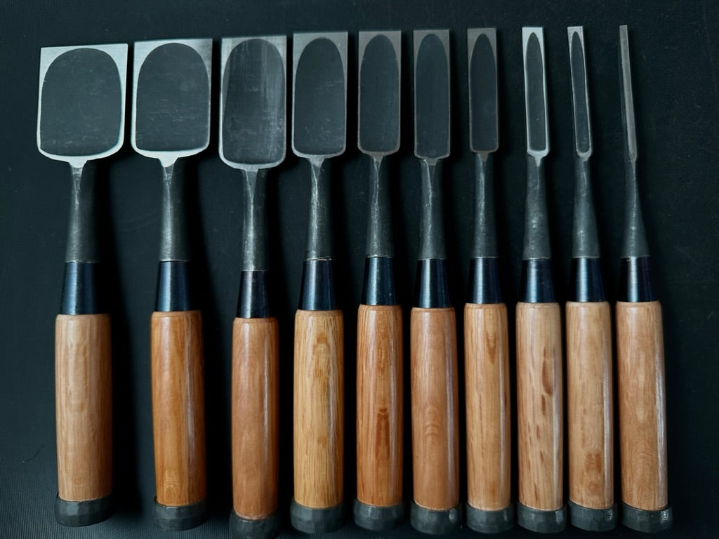 Sukekura Bench chisels set with White steel 助倉 追入組鑿 白紙鋼 Oirenomi