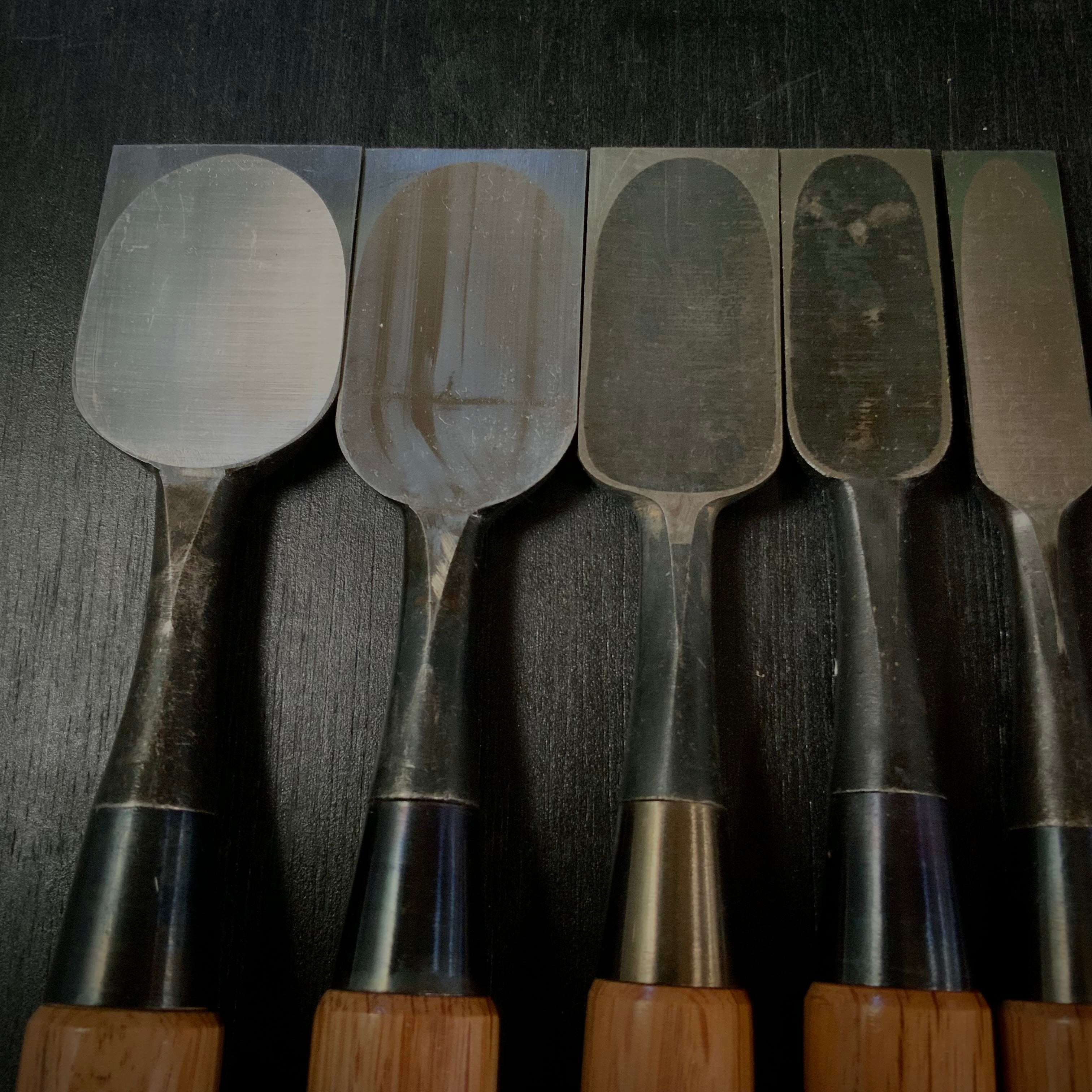 #M162 Mixed set for beginner Bench chisels set by unknown smith バラ鑿合わせ 初心者におすすめ 追入組鑿作者不明