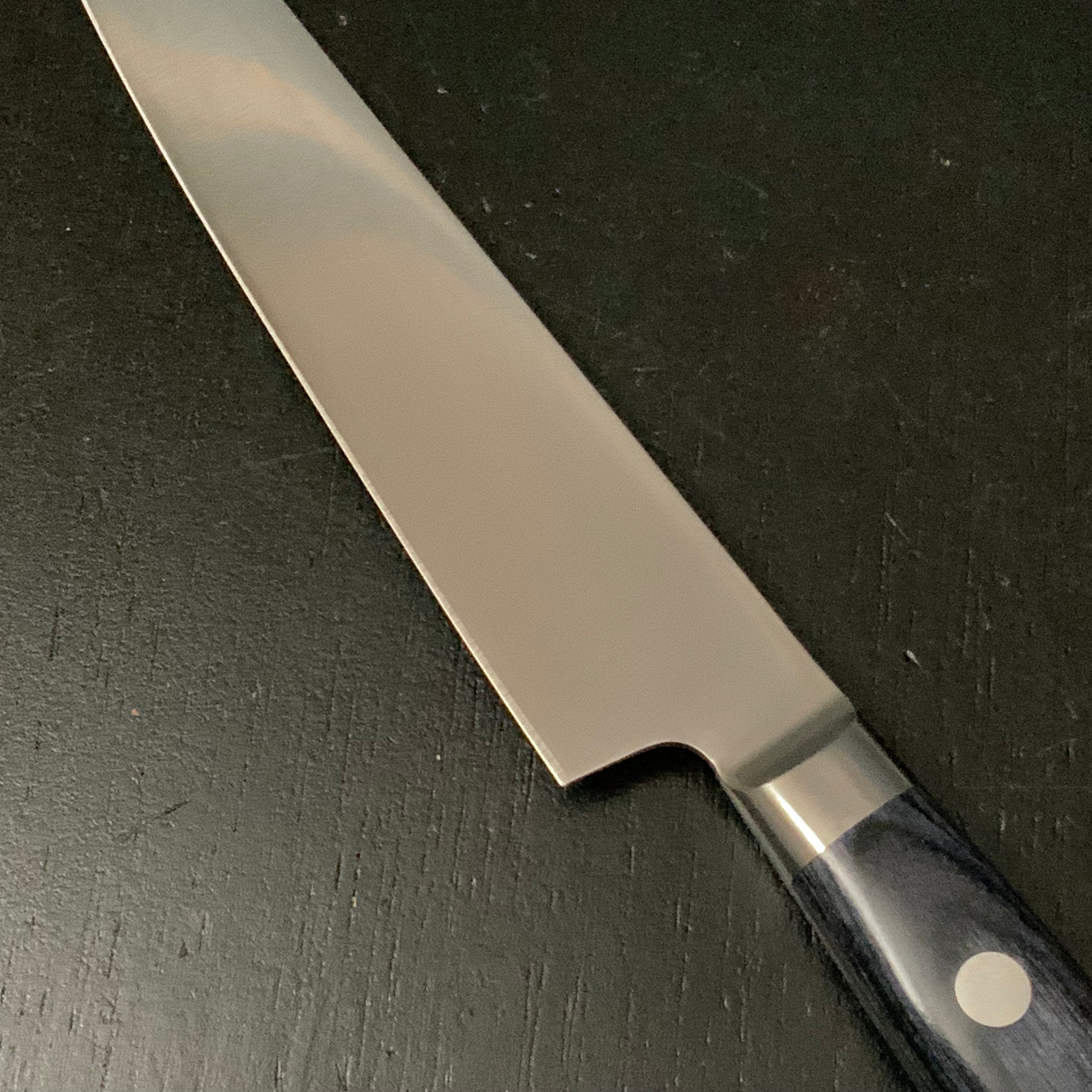 Kanemoto Kiritsuke Petit knife with molybdenum steel blue plywood 兼元作 モリブデン鋼 切付ペティナイフ 青合板 145mm