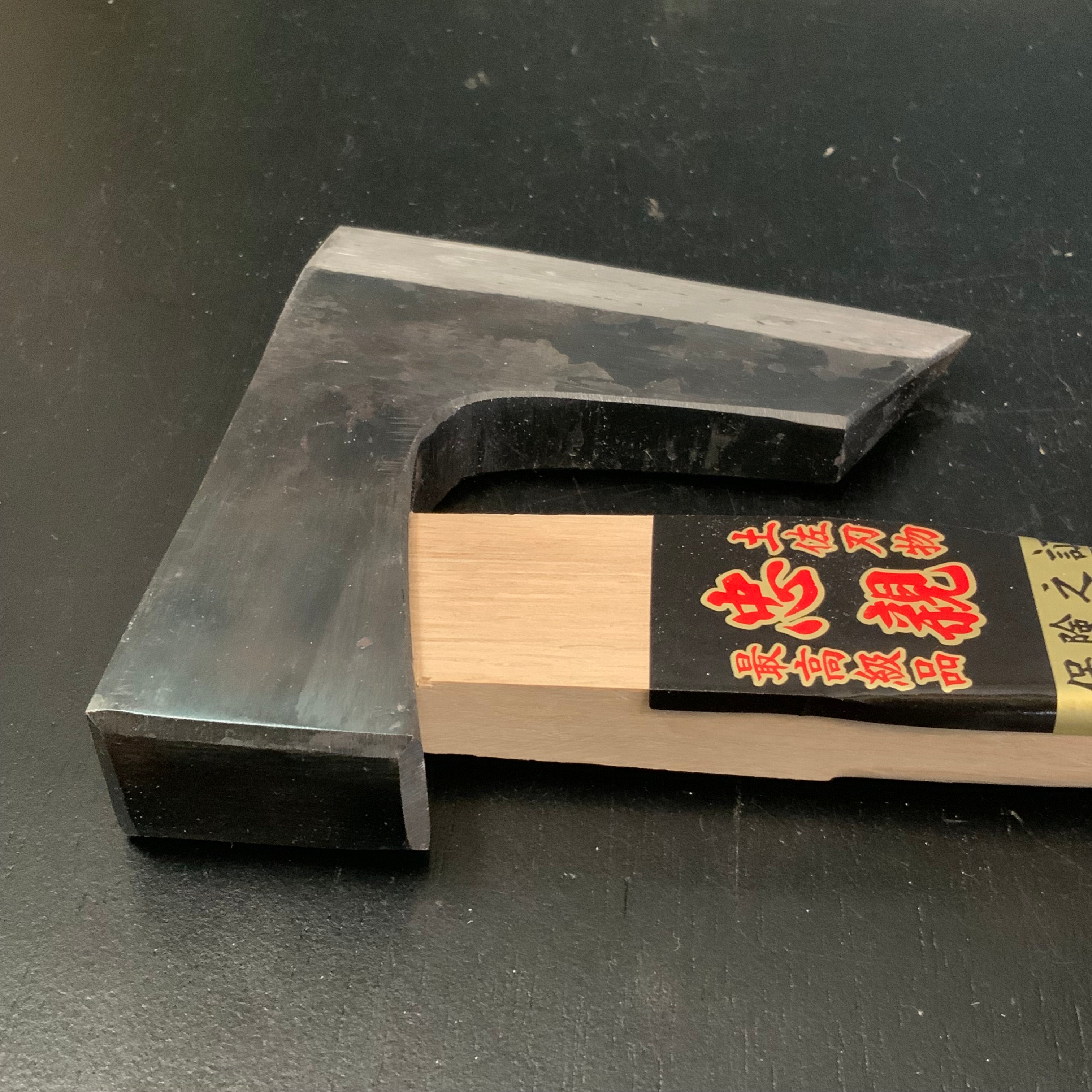 Japanese Carpenter's Axe by Tadachika with Blue steel Masakari 115mm 土佐刃物 忠親作 青紙鋼 東型大工鉞 鞘付 115mm