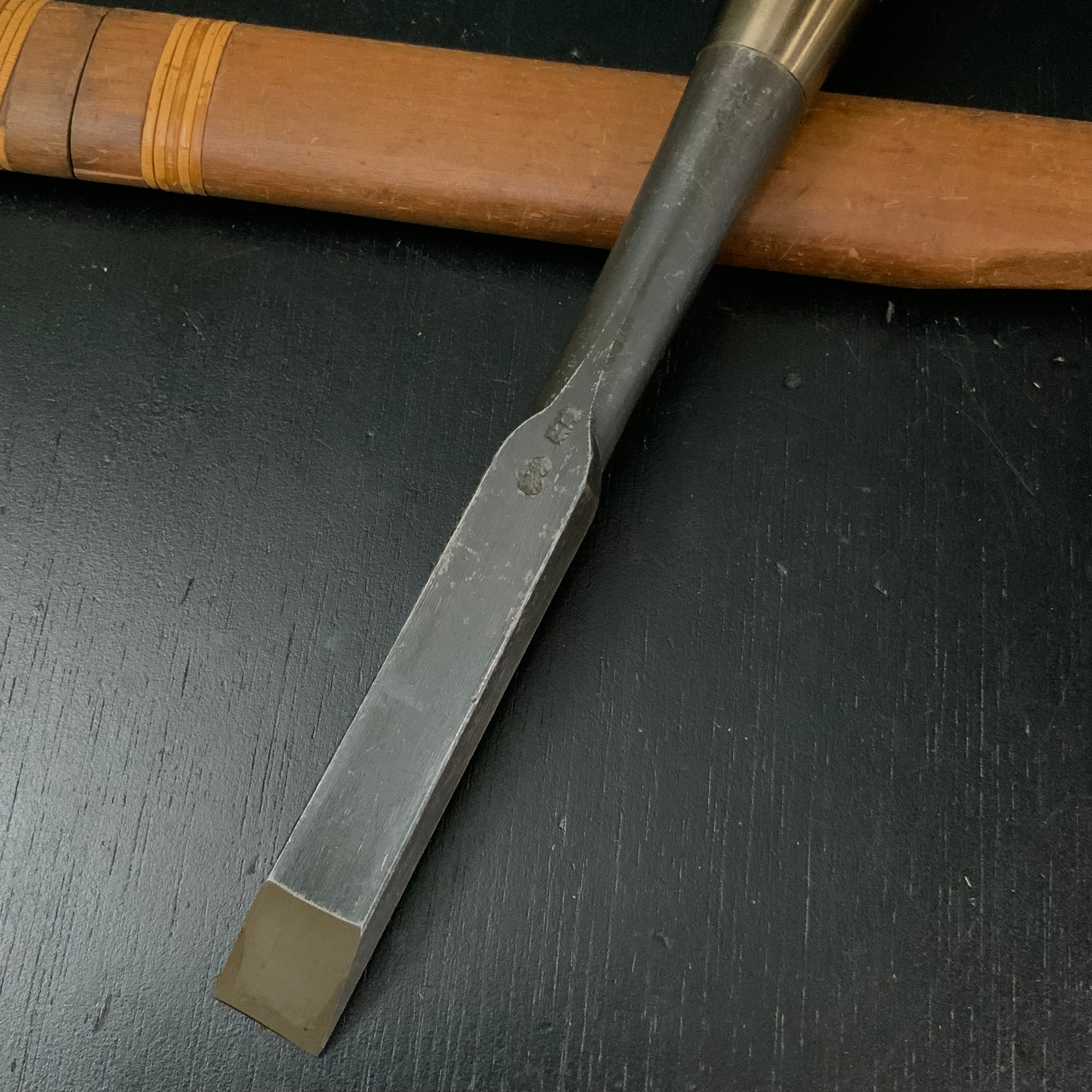 Old stock Hidari Hisasaku 2rd Timber chisels by Ikegami Takanobu 池上喬庸作 二代目左久作 叩き鑿 Tatakinomi 18mm