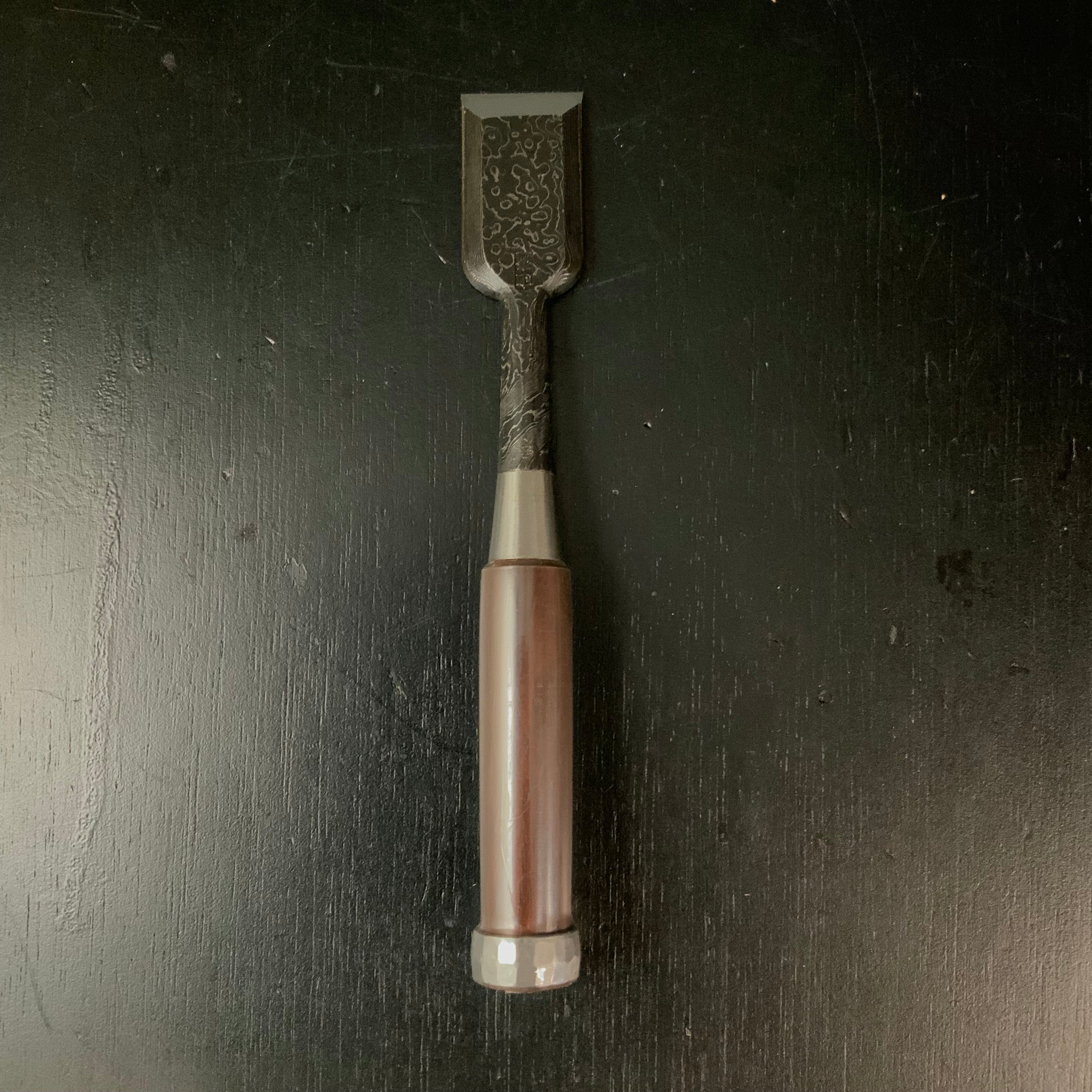 Tasai Mokume Special Bench chisels with blue steel rosewood Handle 田斎作 木目 追入鑿 三つ裏 紫檀柄