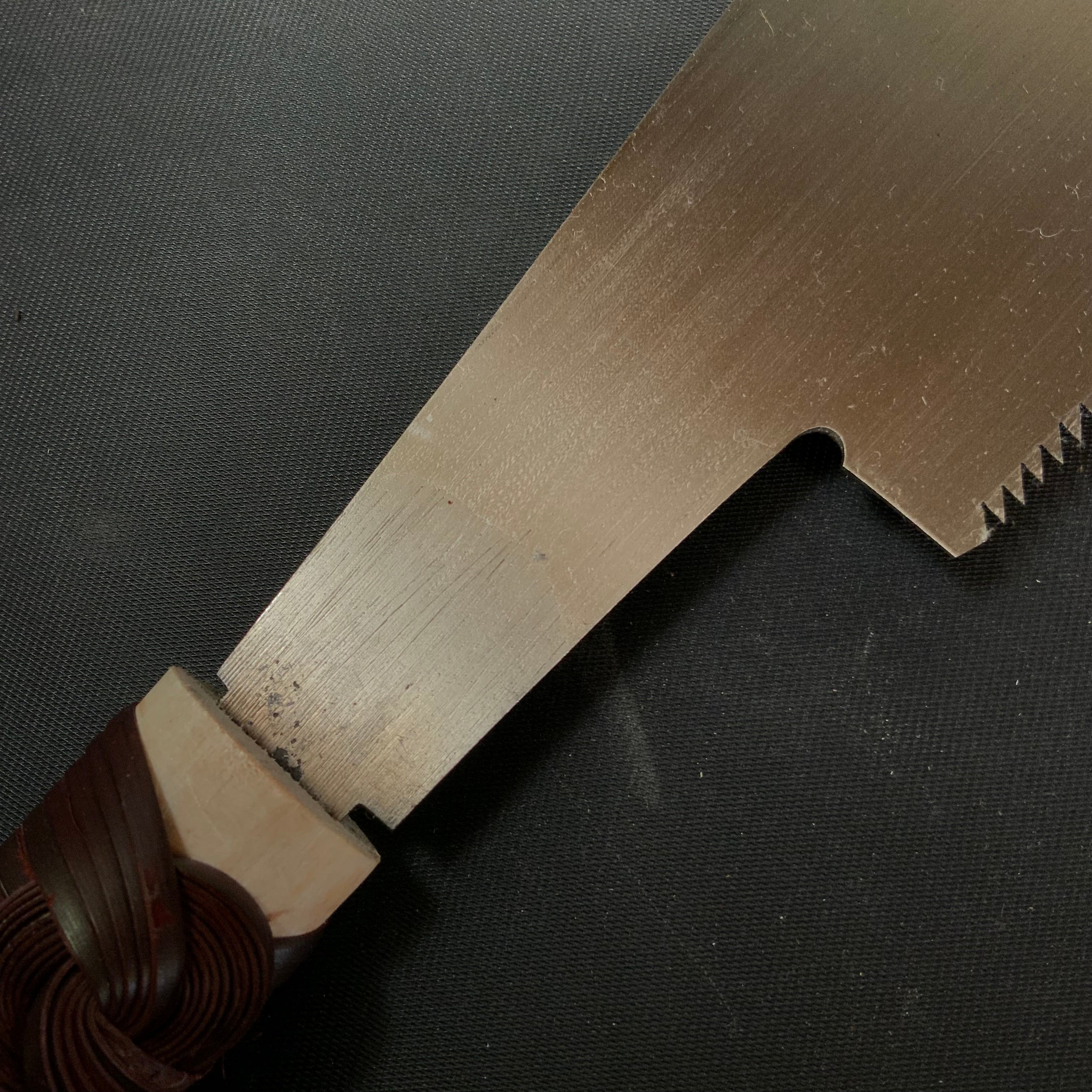 #R51 Ready to use! Old stock Double Edge(Kataba) Saw with Eddy Type Handles set by Kurashige 直ぐ使い 倉重栄助 目立 渦巻き柄 片刃鋸 235mm