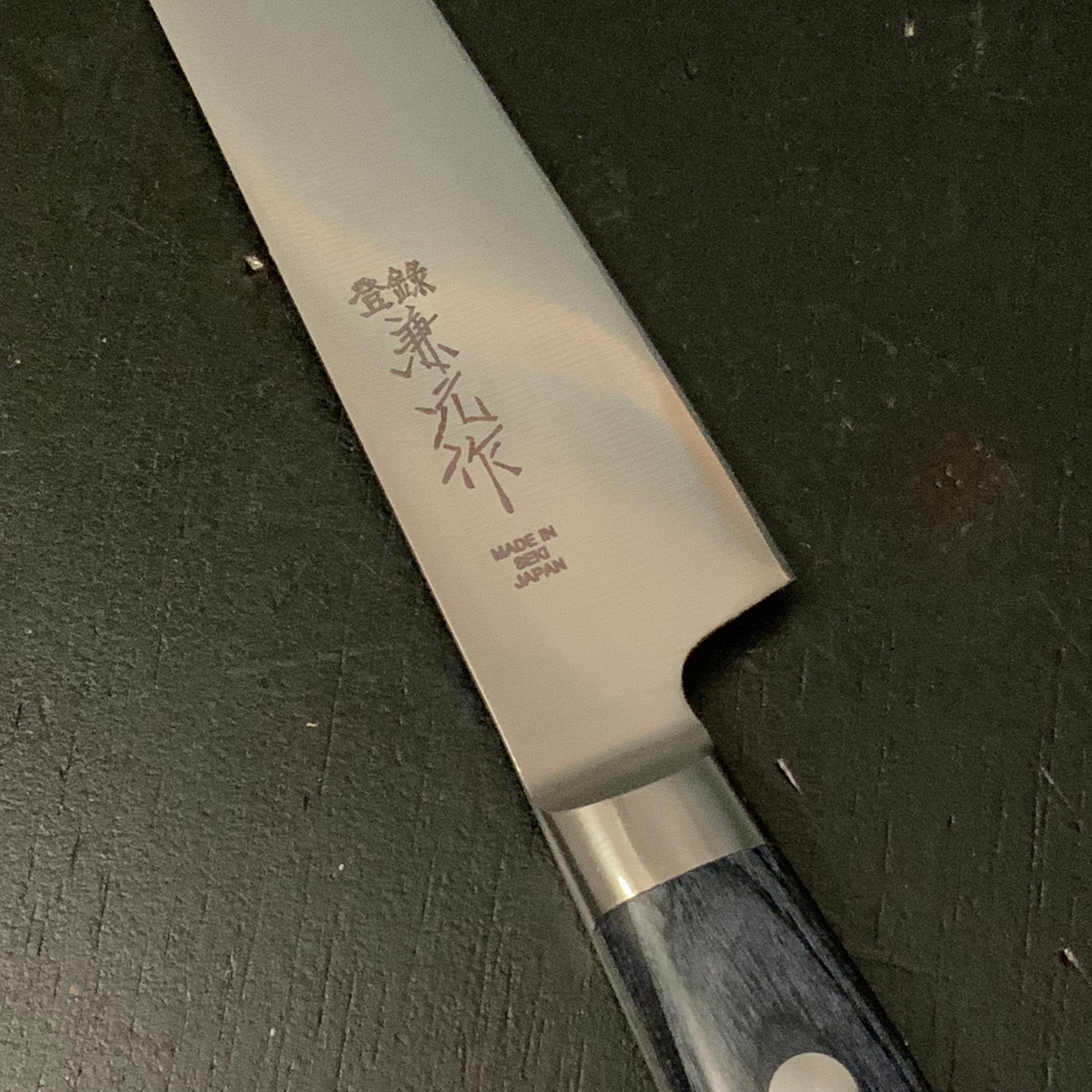 Kanemoto Kiritsuke Petit knife with molybdenum steel blue plywood 兼元作 モリブデン鋼 切付ペティナイフ 青合板 145mm