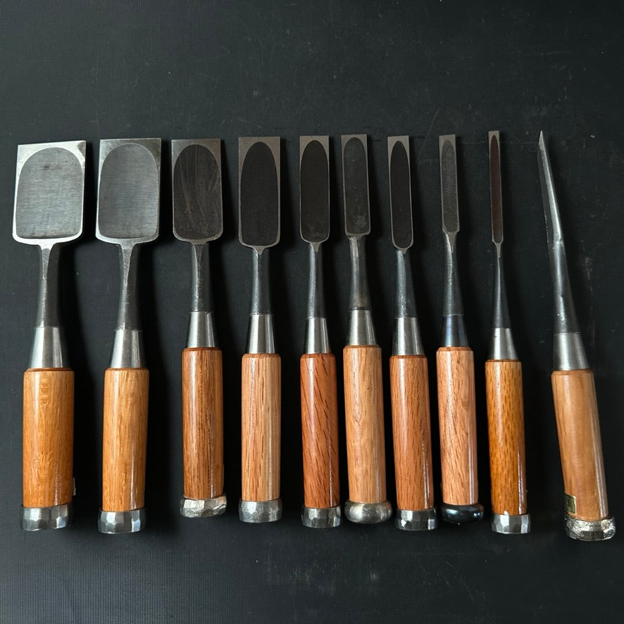 #M143 Mixed set for beginner Bench chisels set by unknown smith バラ鑿合わせ 初心者におすすめ 追入組鑿作者不明