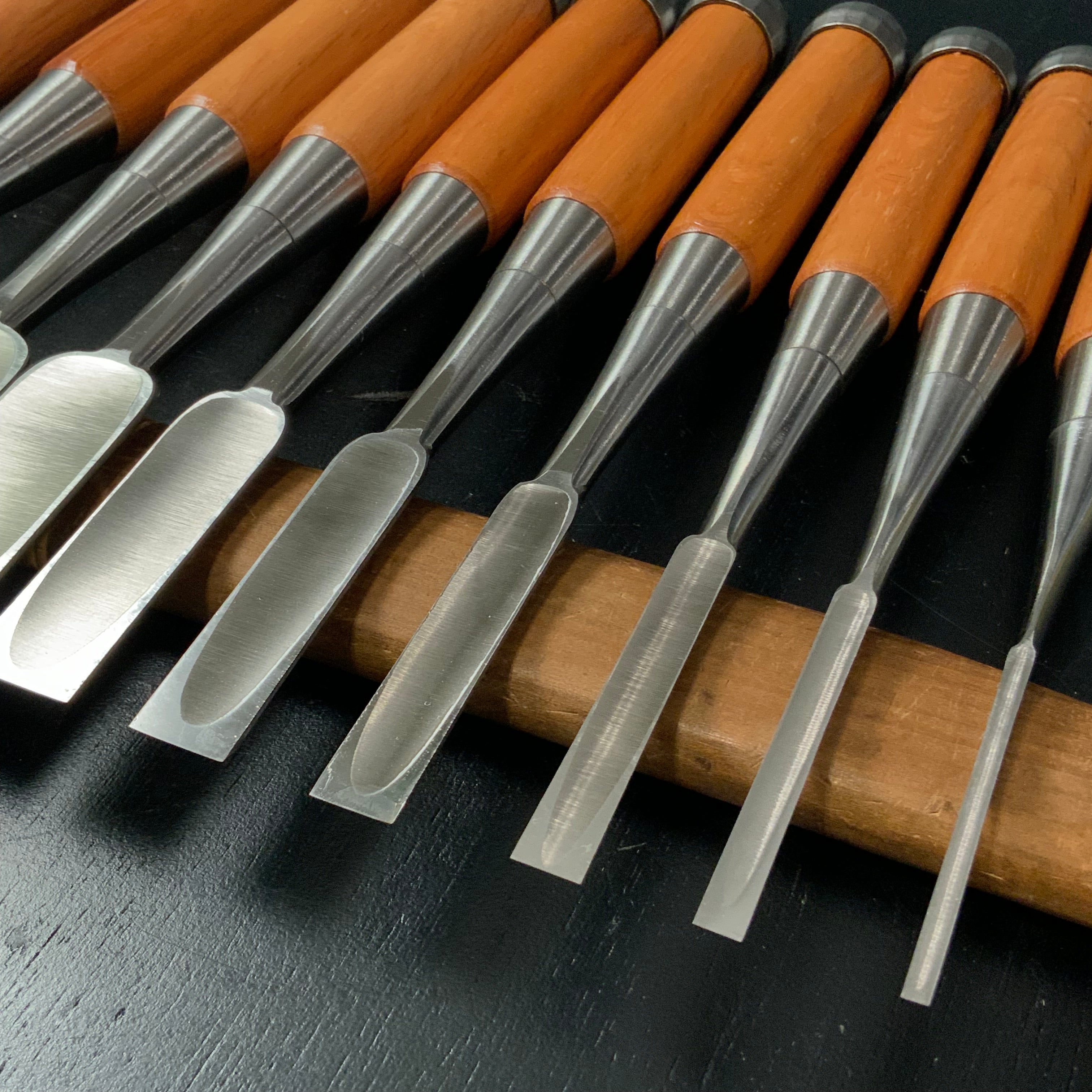 Sukemaru 4th High-Speed Steel Bench chisels 10pc set Ichimonji Type 四代助丸 碓氷淑郎 ハイス鋼追入組鑿 一文字 Oirenomi