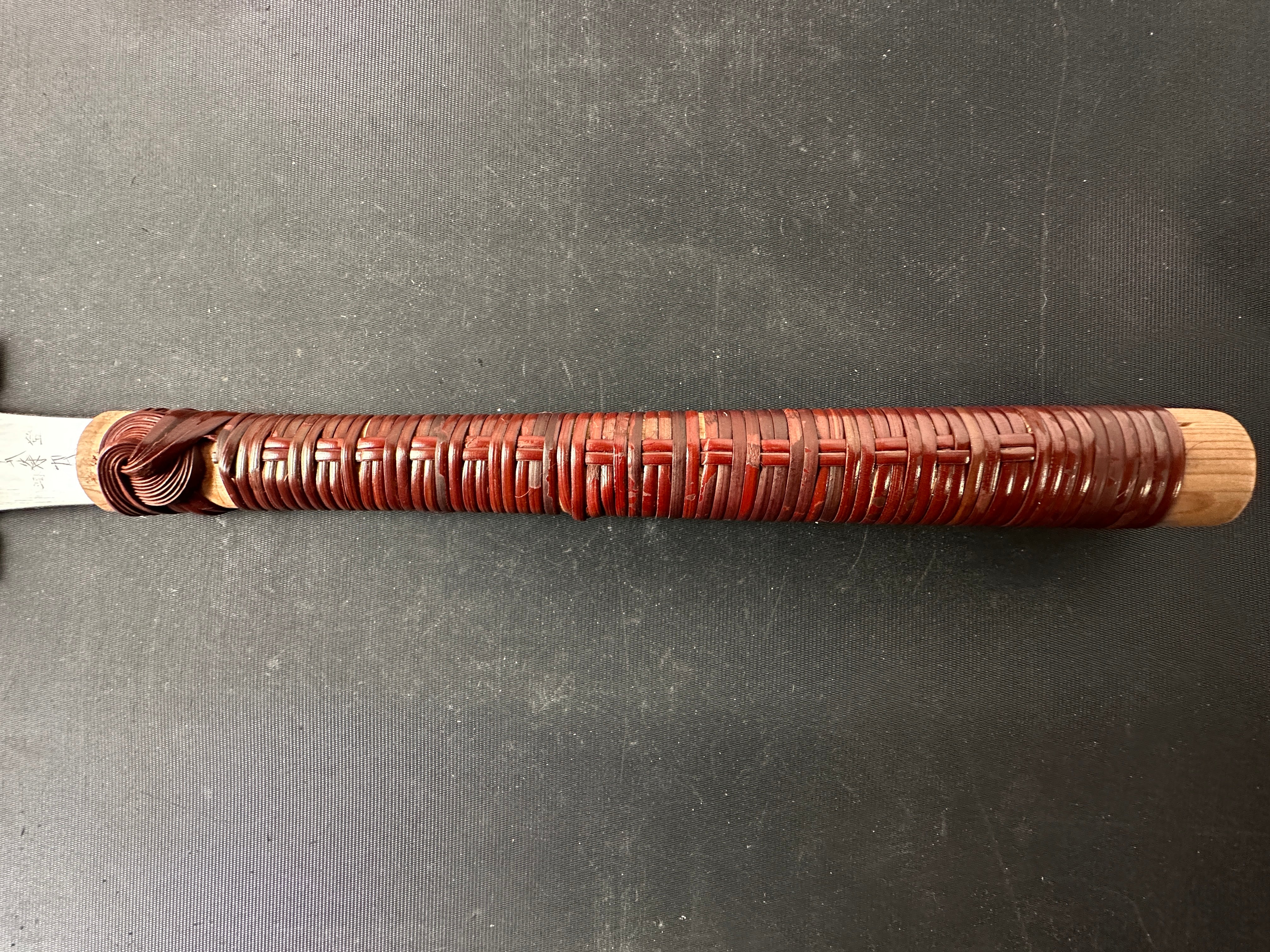 #R13 Ready to use! Old stock Double Edge (Ryoba) Saw with Eddy Type Handles set by Kurashige 直ぐ使い 倉重栄助 目立 渦巻き柄 両刃鋸 220mm