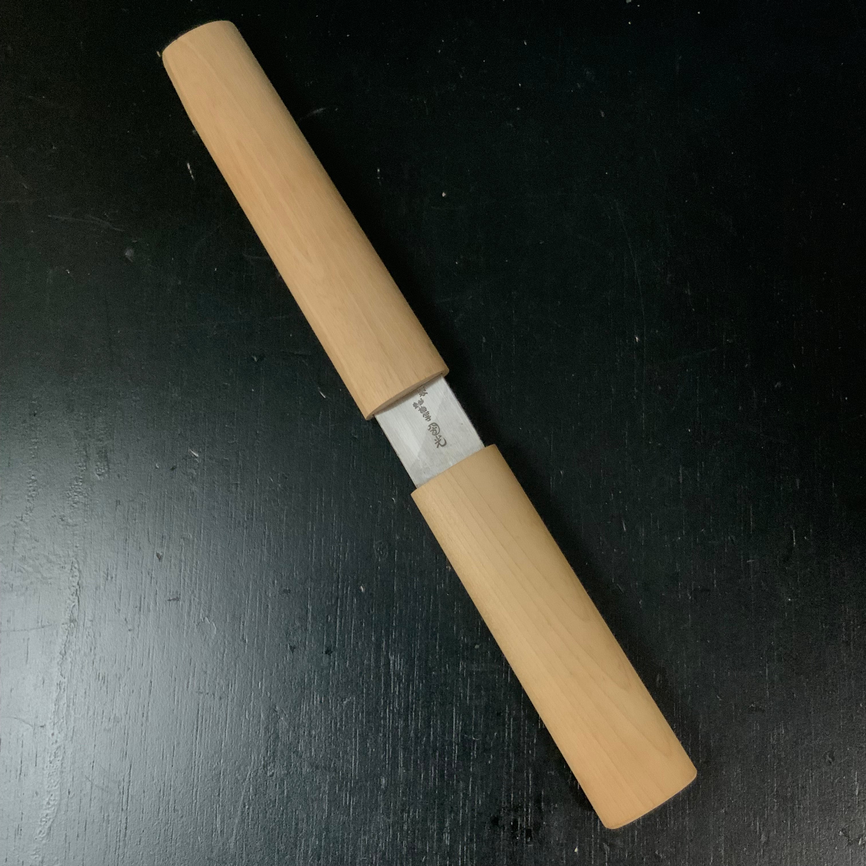 Old stock Baishinshi Kunimitsu Kuri Kokatana kiridashi type #3 掘出し物 梅心子圀光 繰り小刀 切出型 鞘付 24mm