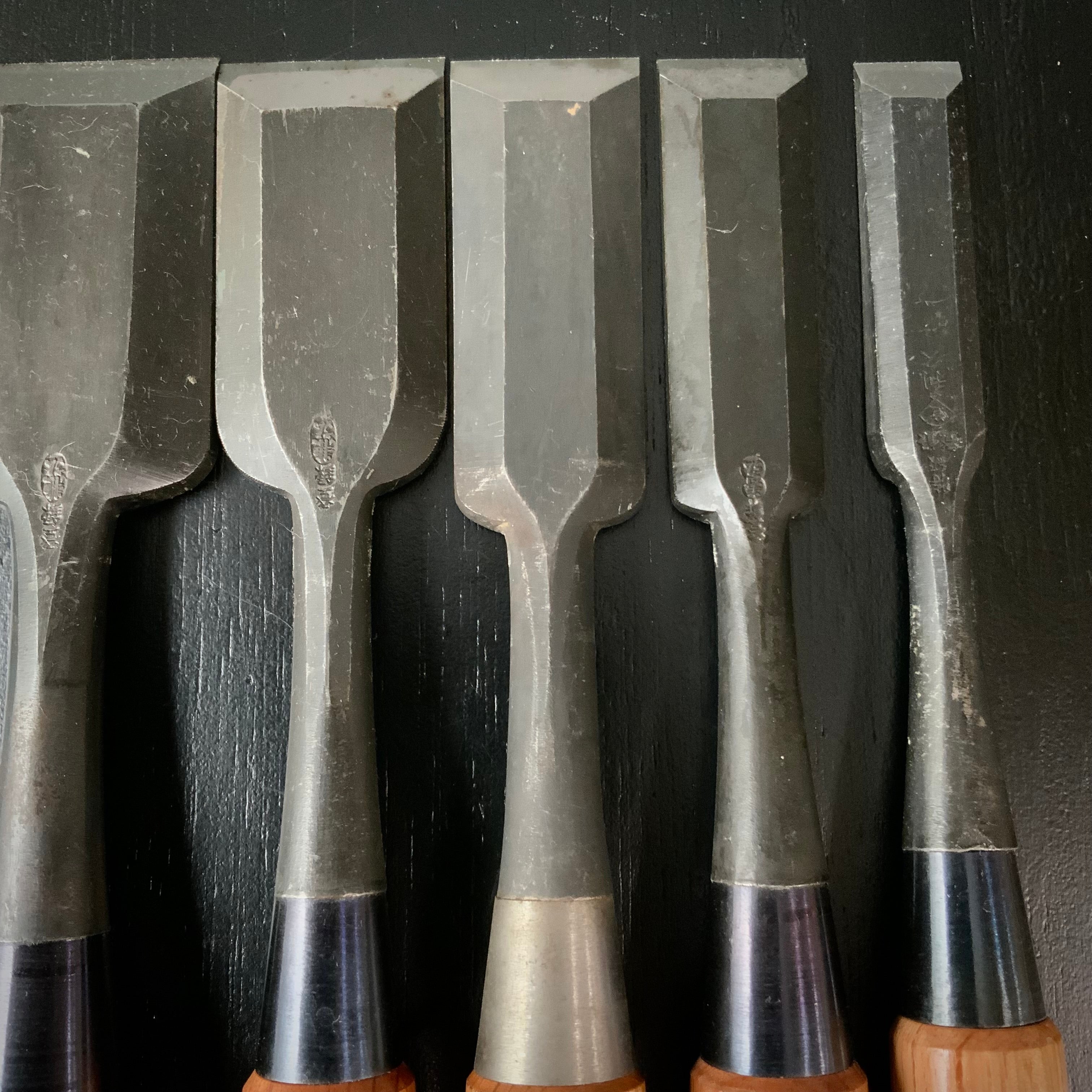 #M170 Mixed Timber chisels set by unknown バラ鑿合わせ 叩き組鑿 6本組 作者不明