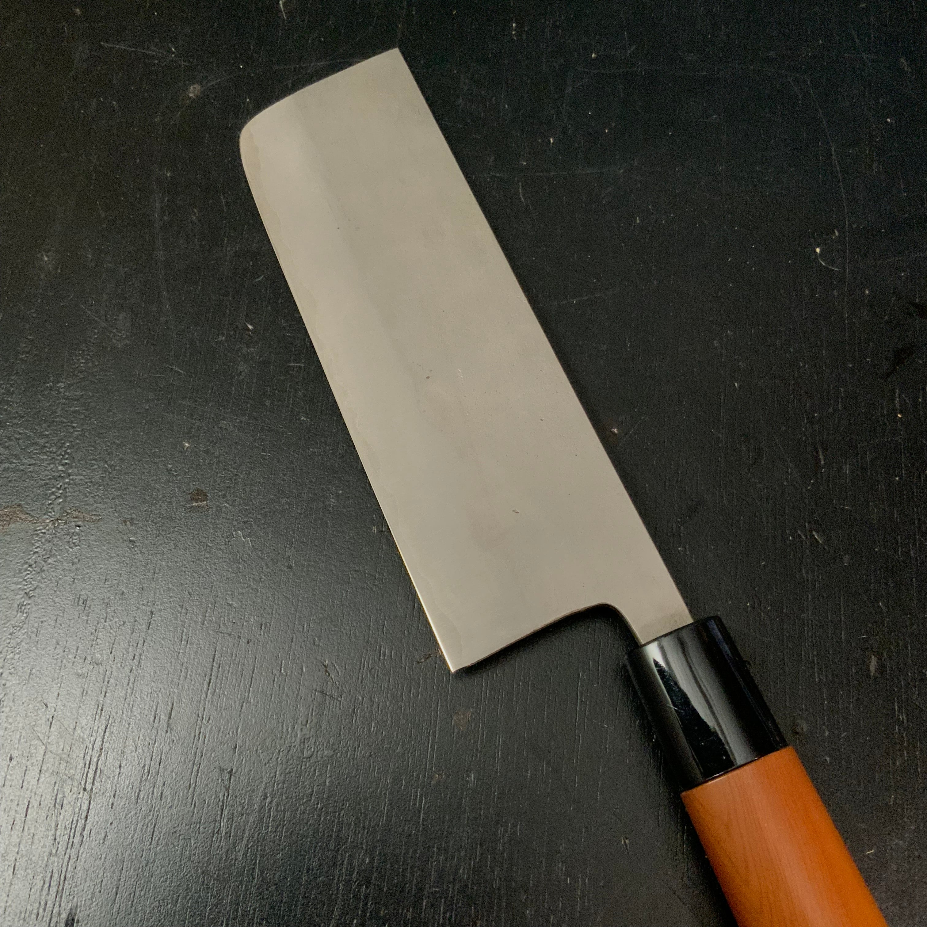 Kougetsu Nakiri Bocho Nashiji Sanmaiuchi / 光月作 菜切包丁 三枚打 梨地 入魂古式鍛造 165mm