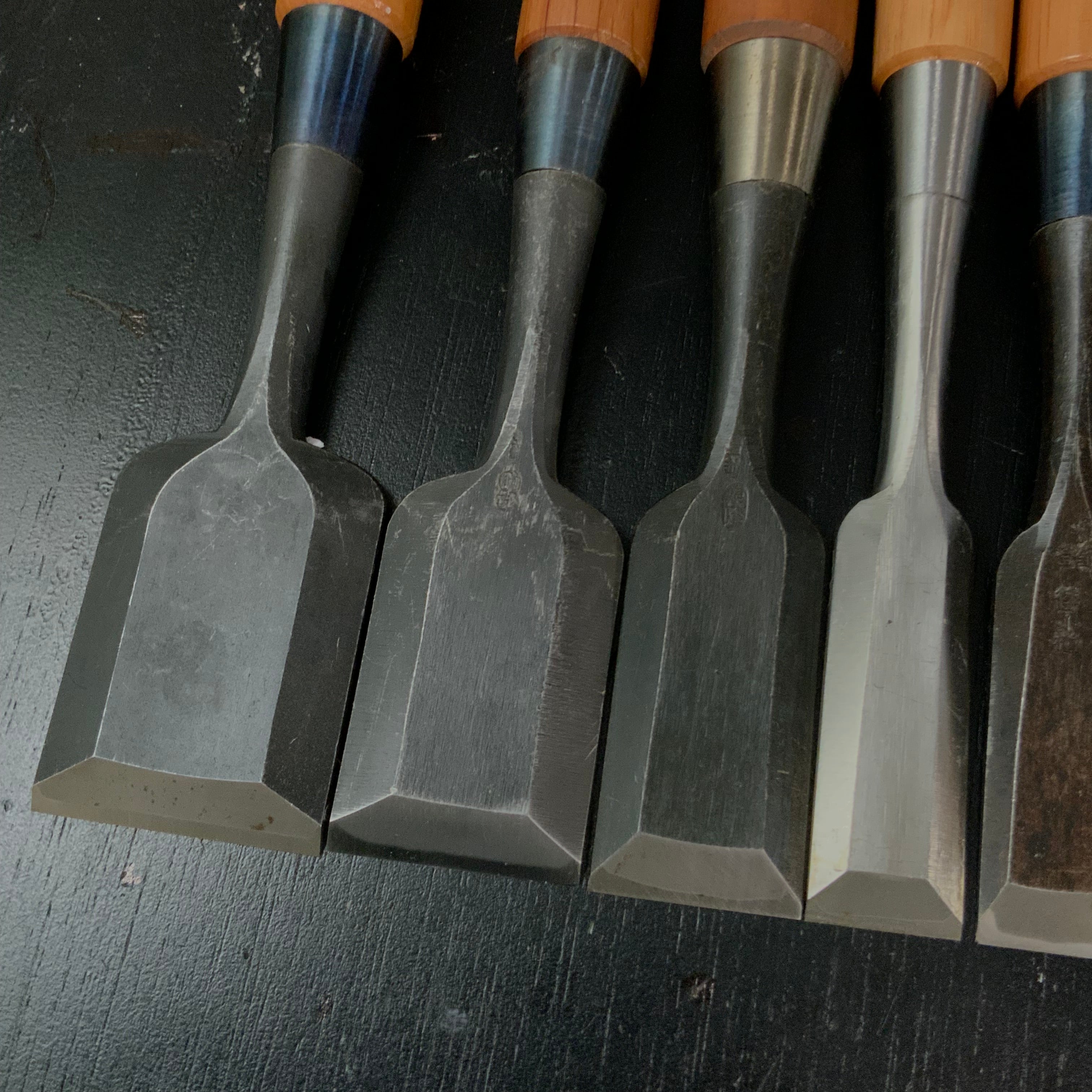 #M179 Mixed Uchimarunomi chisels set by unknown バラ鑿合わせ 内丸組鑿 10本組 作者不明
