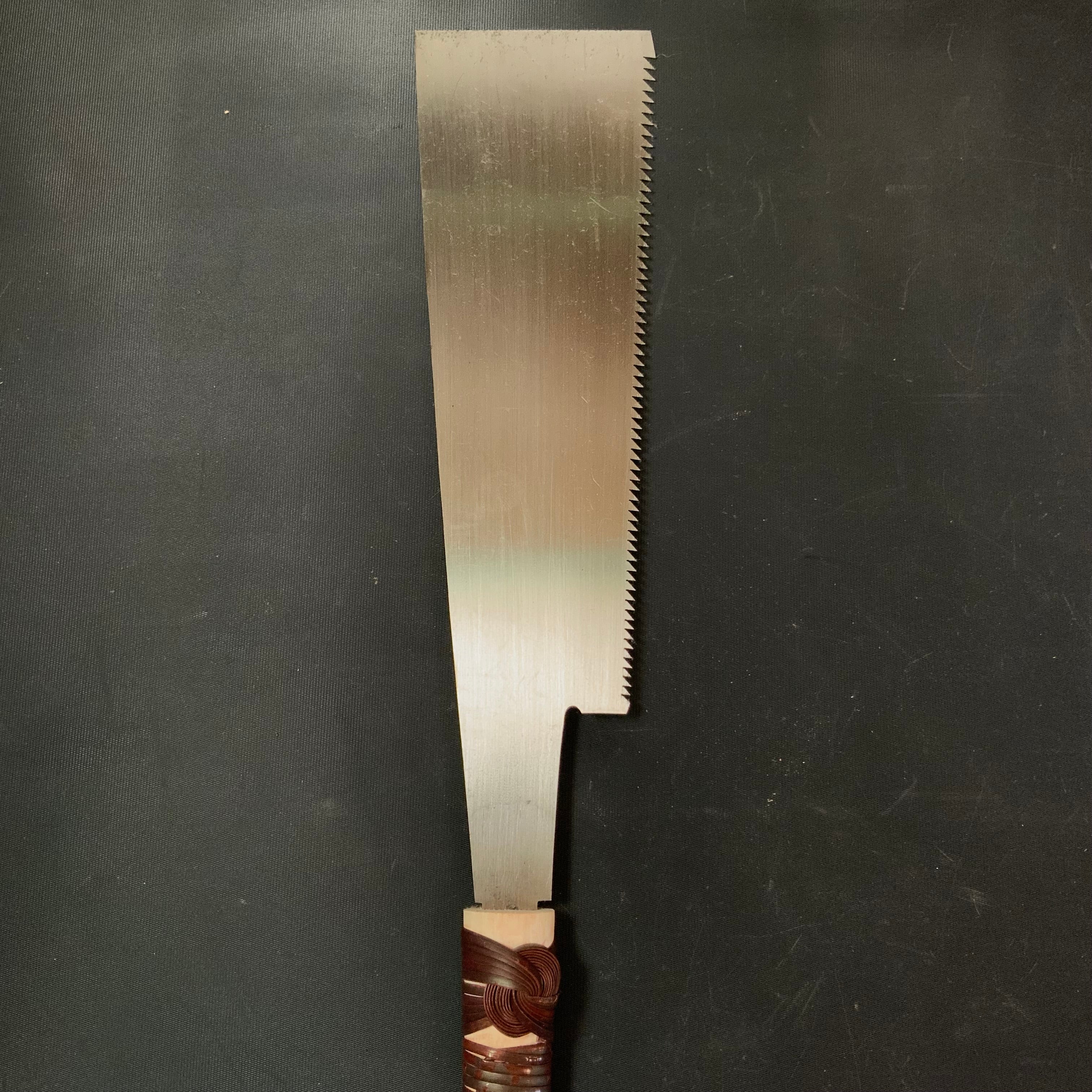 #R51 Ready to use! Old stock Double Edge(Kataba) Saw with Eddy Type Handles set by Kurashige 直ぐ使い 倉重栄助 目立 渦巻き柄 片刃鋸 235mm