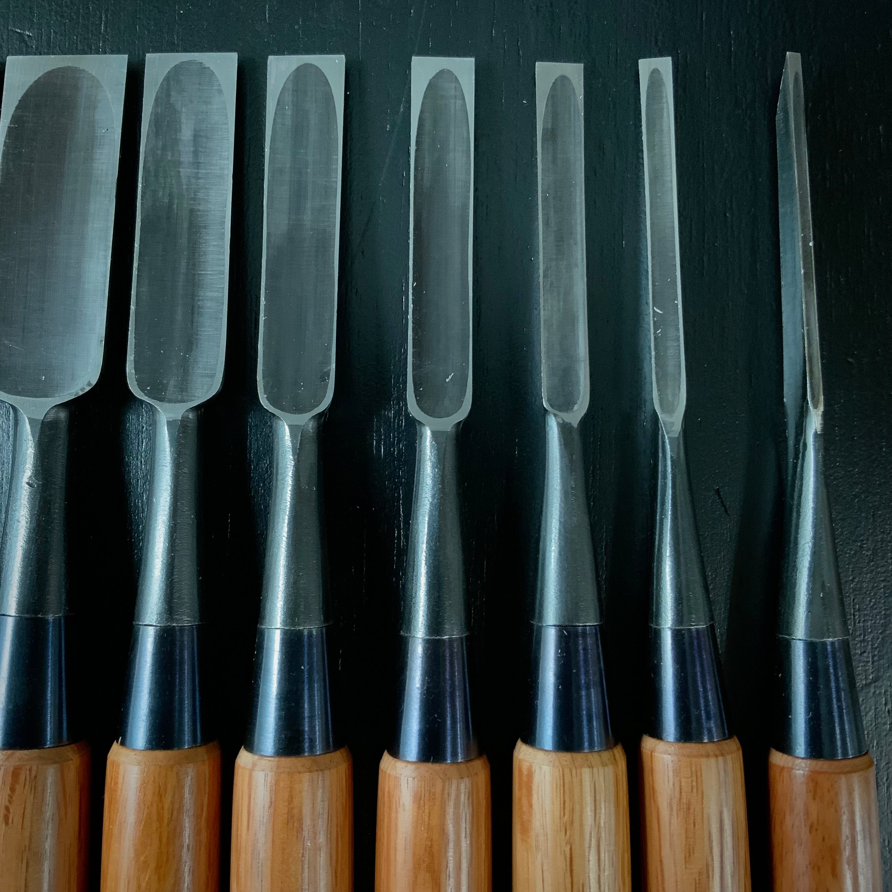 #M168 No brand Bench chisels set by unknown smith 無名 追入組鑿 10本組 作者不明