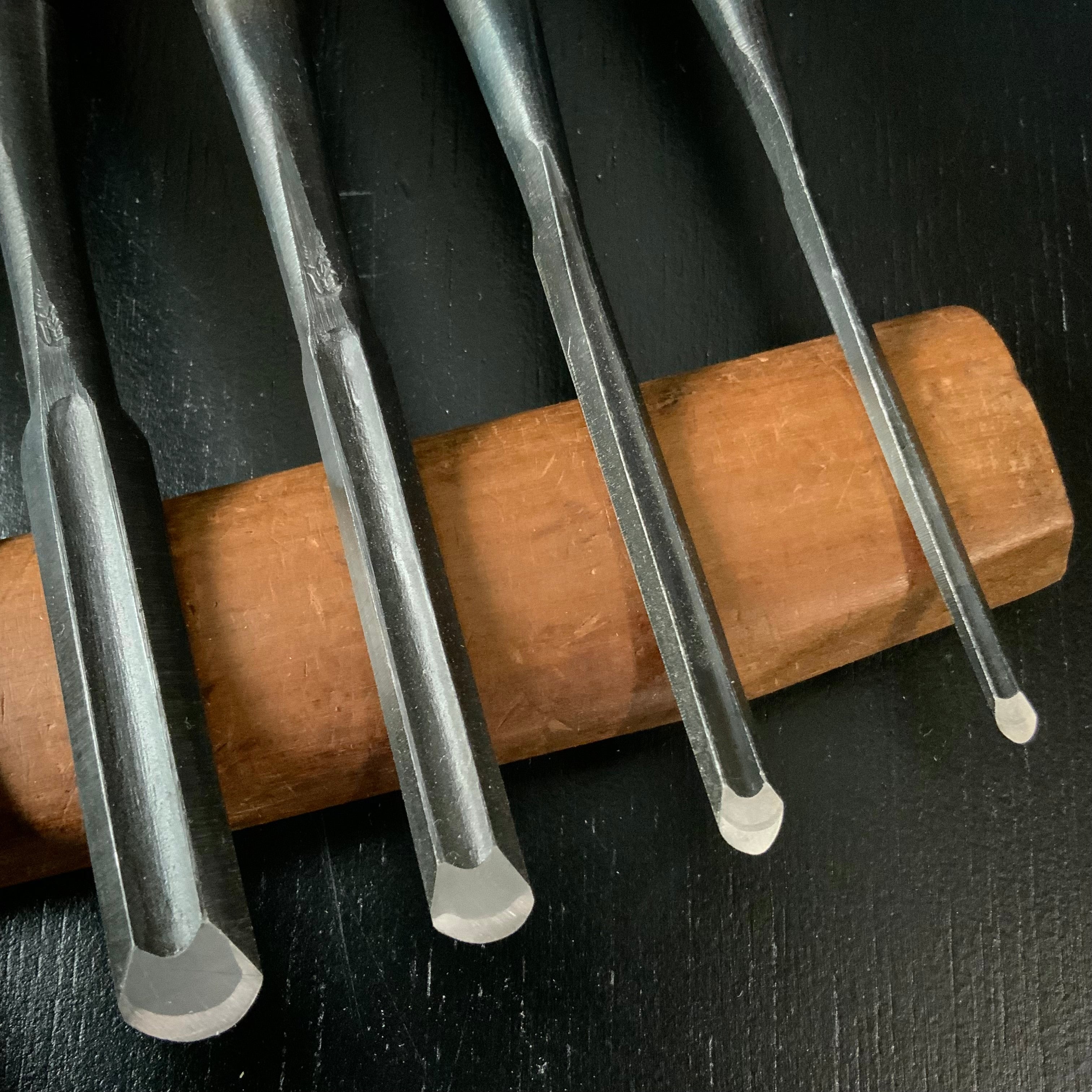 #M171 Mixed Sotomarunomi chisels set by unknown バラ鑿合わせ 外丸組鑿 10本組 作者不明