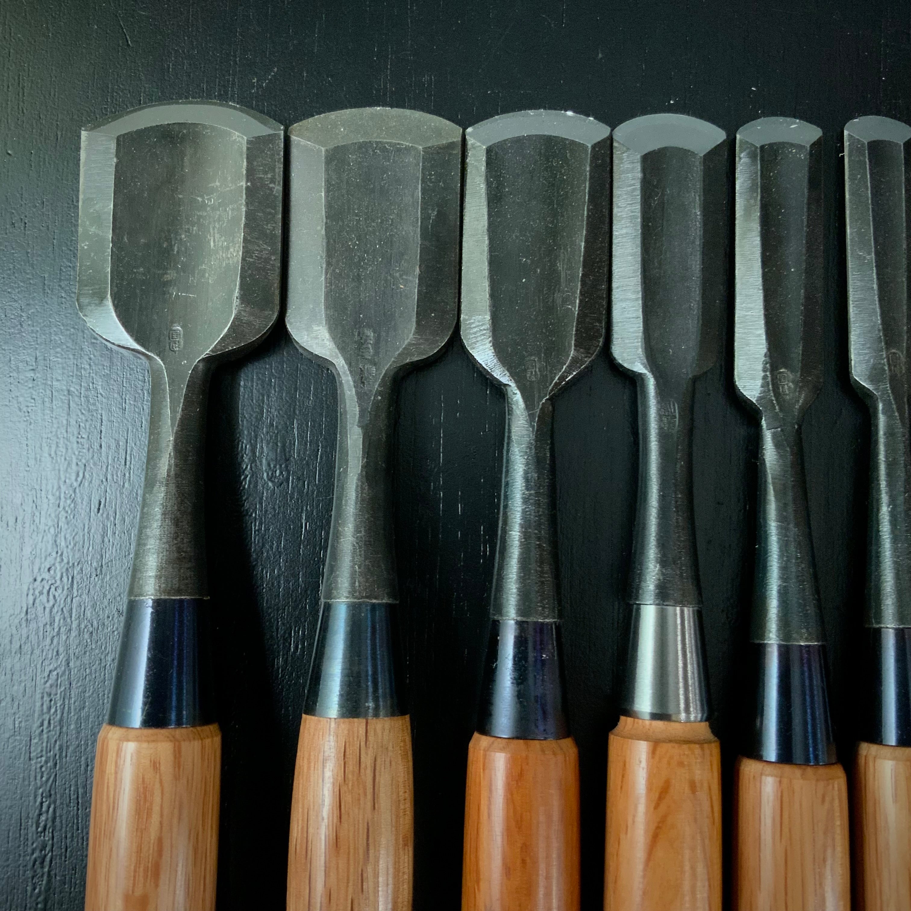 #M171 Mixed Sotomarunomi chisels set by unknown バラ鑿合わせ 外丸組鑿 10本組 作者不明