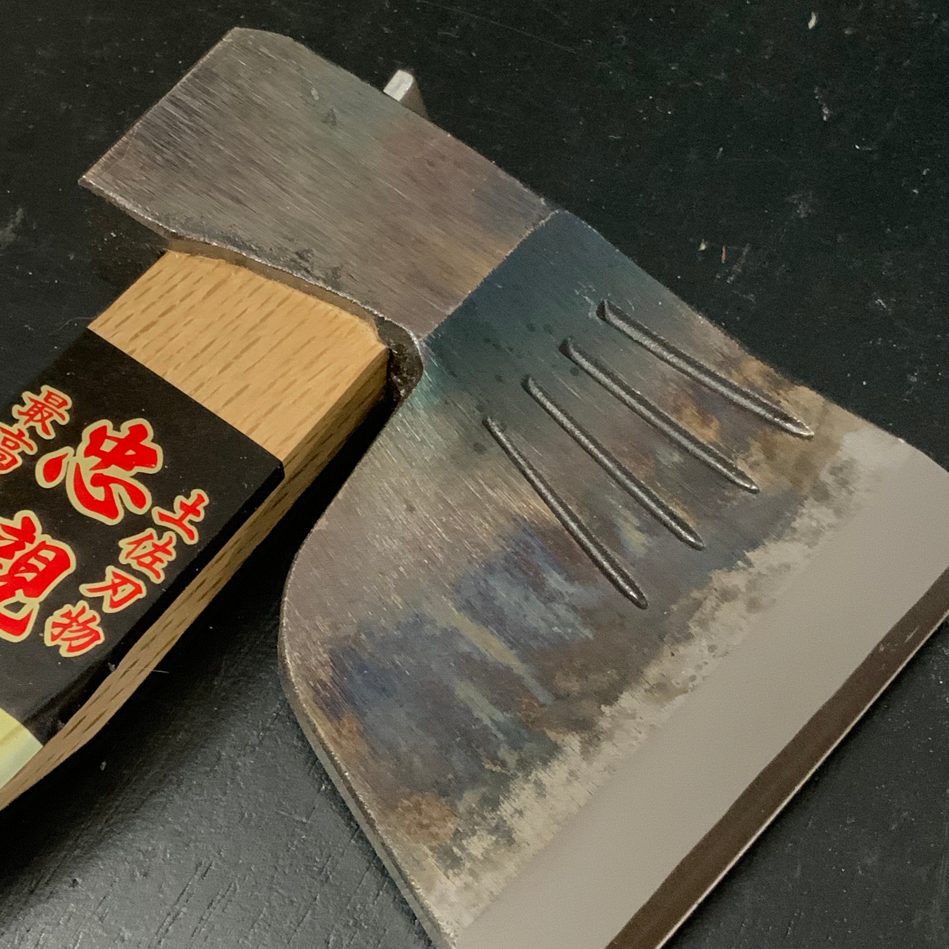 Japanese Carpenter's Axe by Tadachika with Blue steel Masakari 100mm 土佐刃物 忠親作 青紙鋼 鞘付 大工鉞 100mm