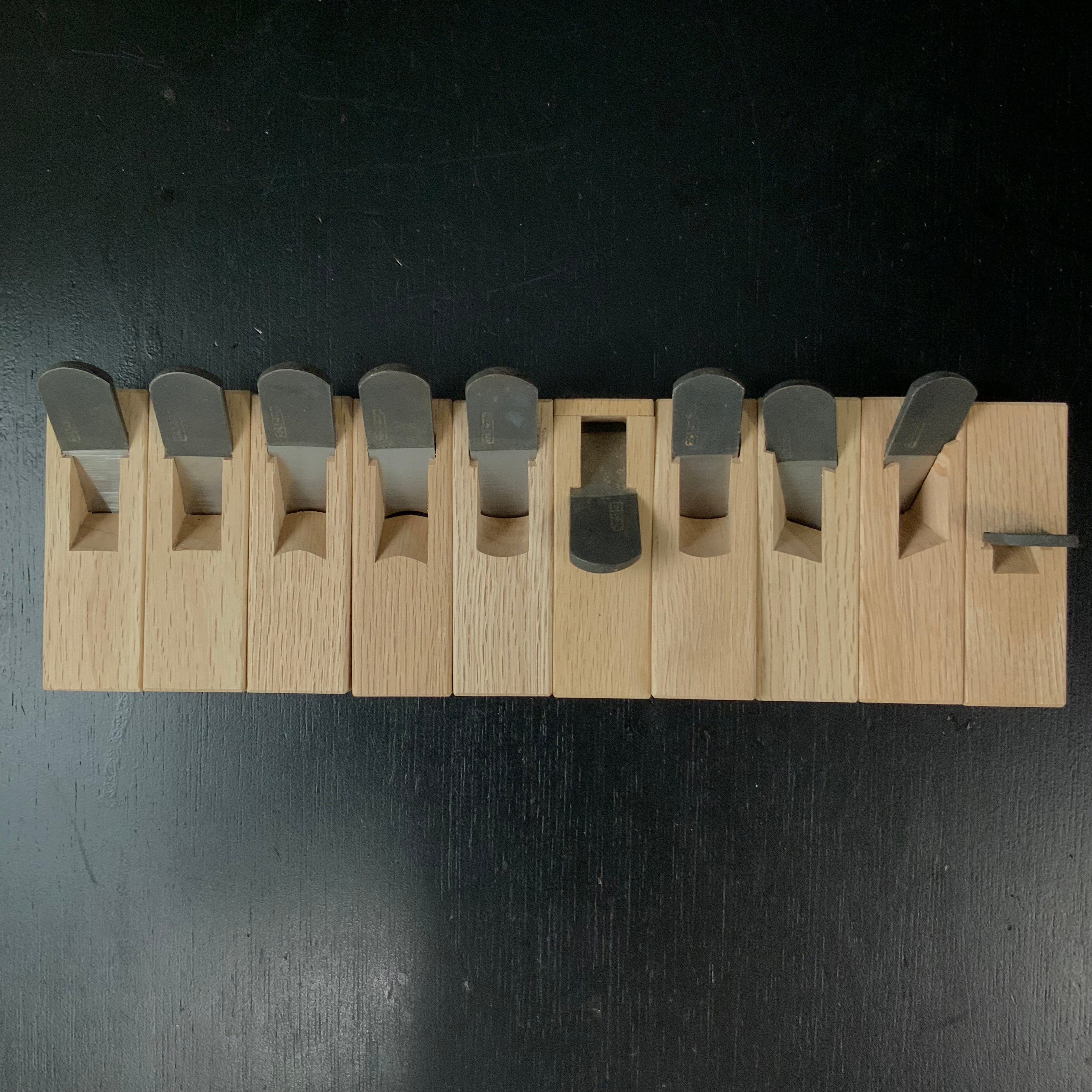 Old stock Mini Plane set (x10 planes) with Blue steel by Seikichi Sekikawa 掘出し物 関川誠吉作 細工組鉋 18mm