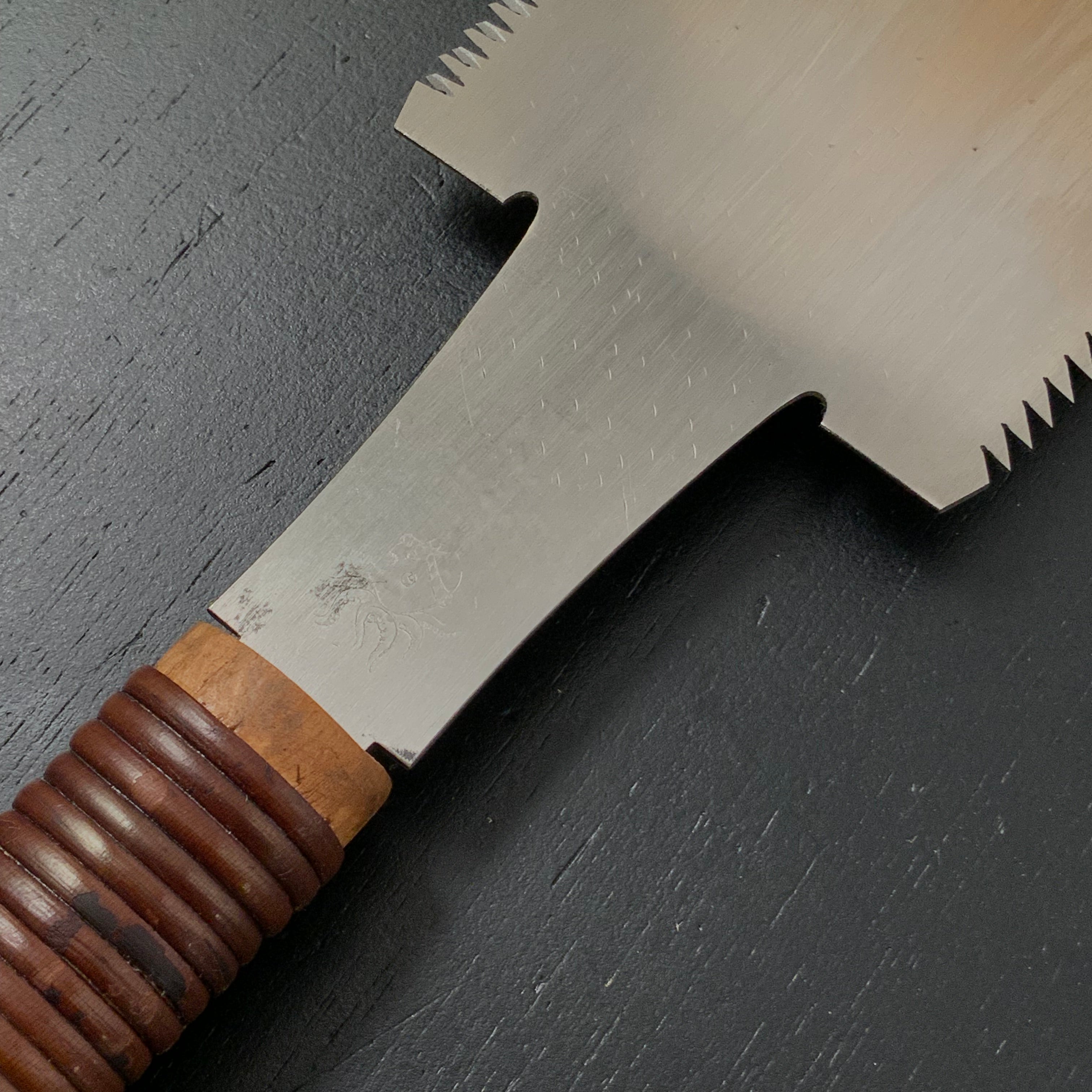 #189 Nagakatsu Double Edge Saw Eddy Type Handles set by Kurashige For Soft Wood 長勝鋸 渦巻き柄 両刃鋸 針葉材用 265mm