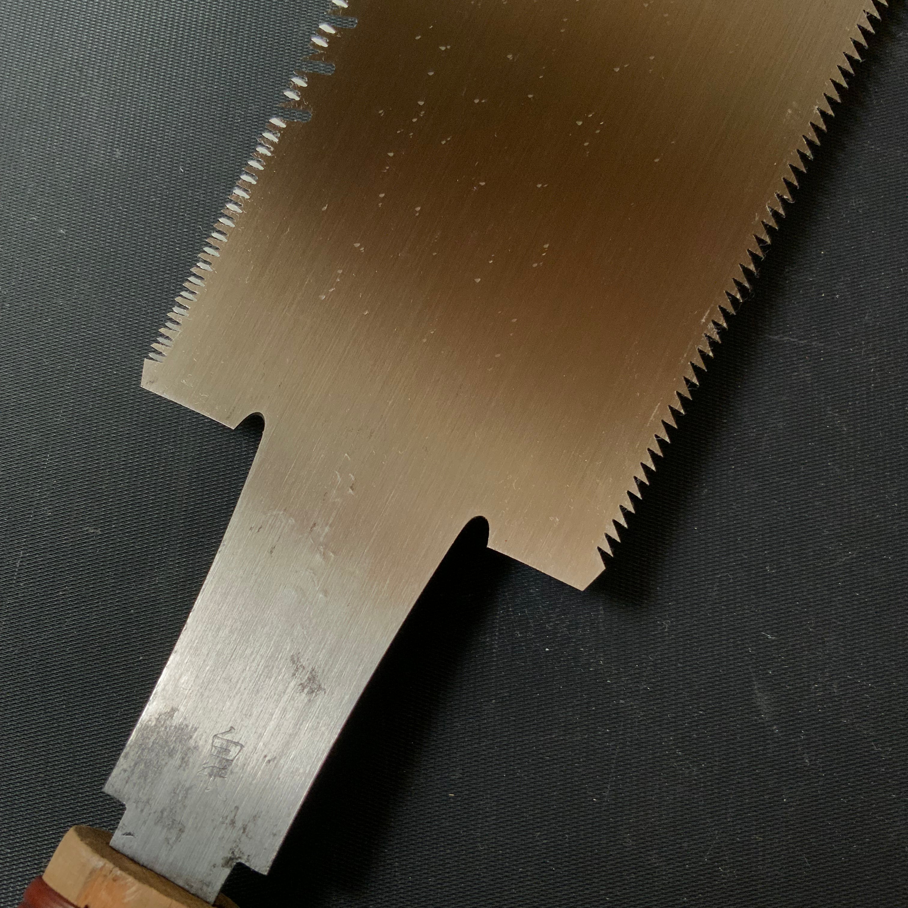 #R34 Ready to use! Old stock Double Edge Saw with Eddy Type Handles set by Kurashige 直ぐ使い 倉重栄助 目立 渦巻き柄 両刃鋸 210mm